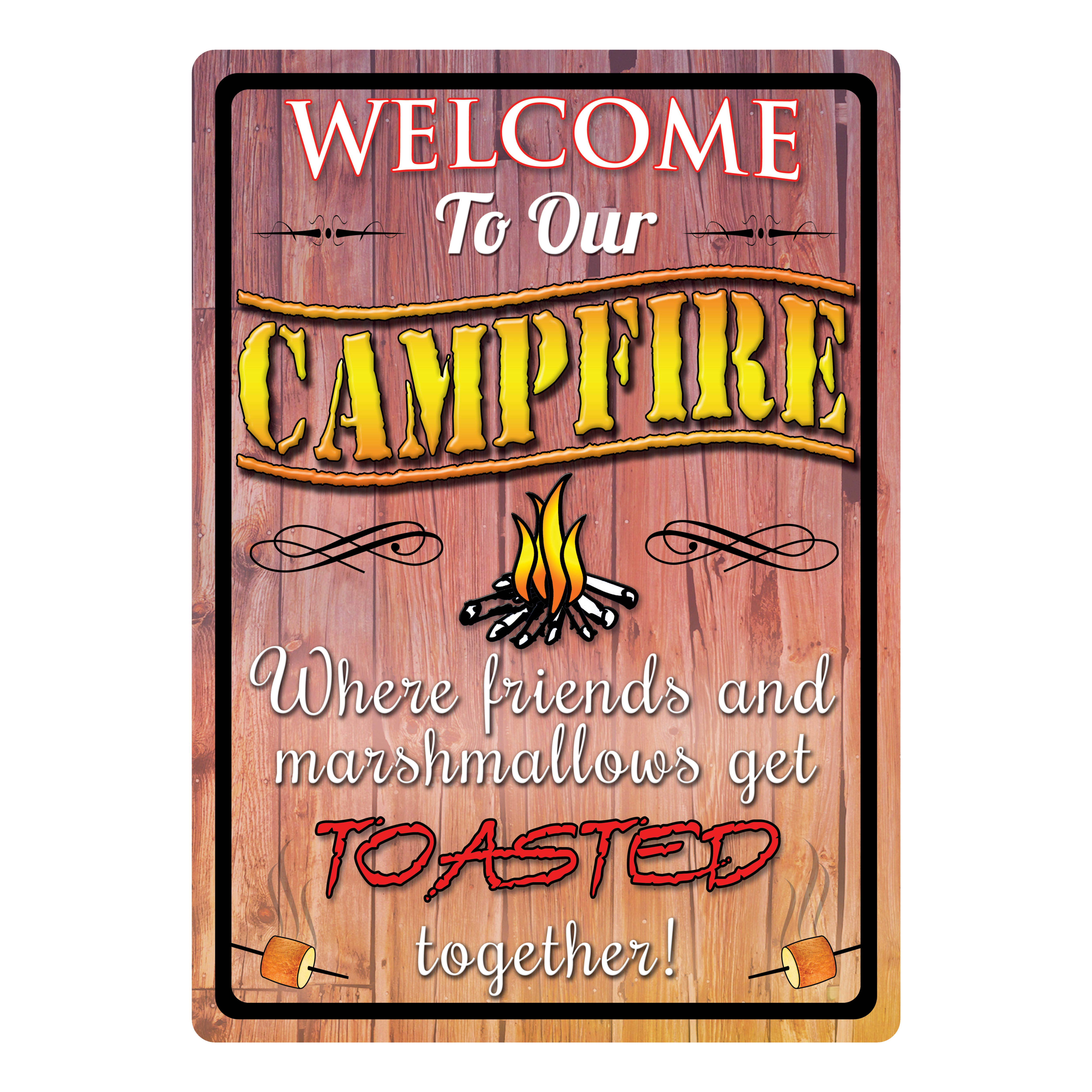 Rivers Edge Welcome Campfire Tin Sign