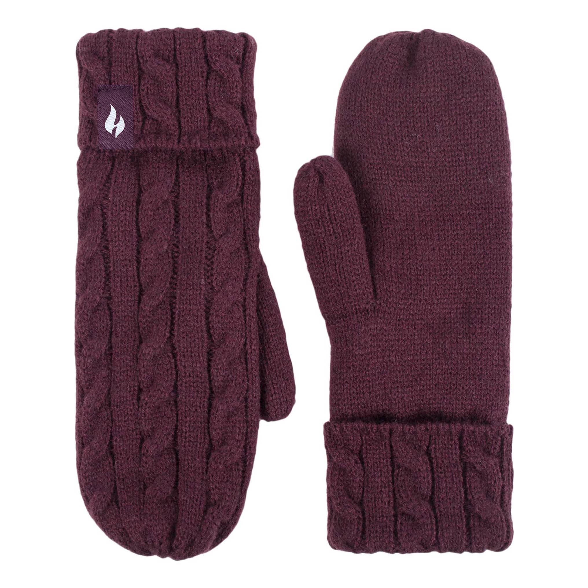 Heat Holders® Women’s Cable Knit Mittens - Deep Wine