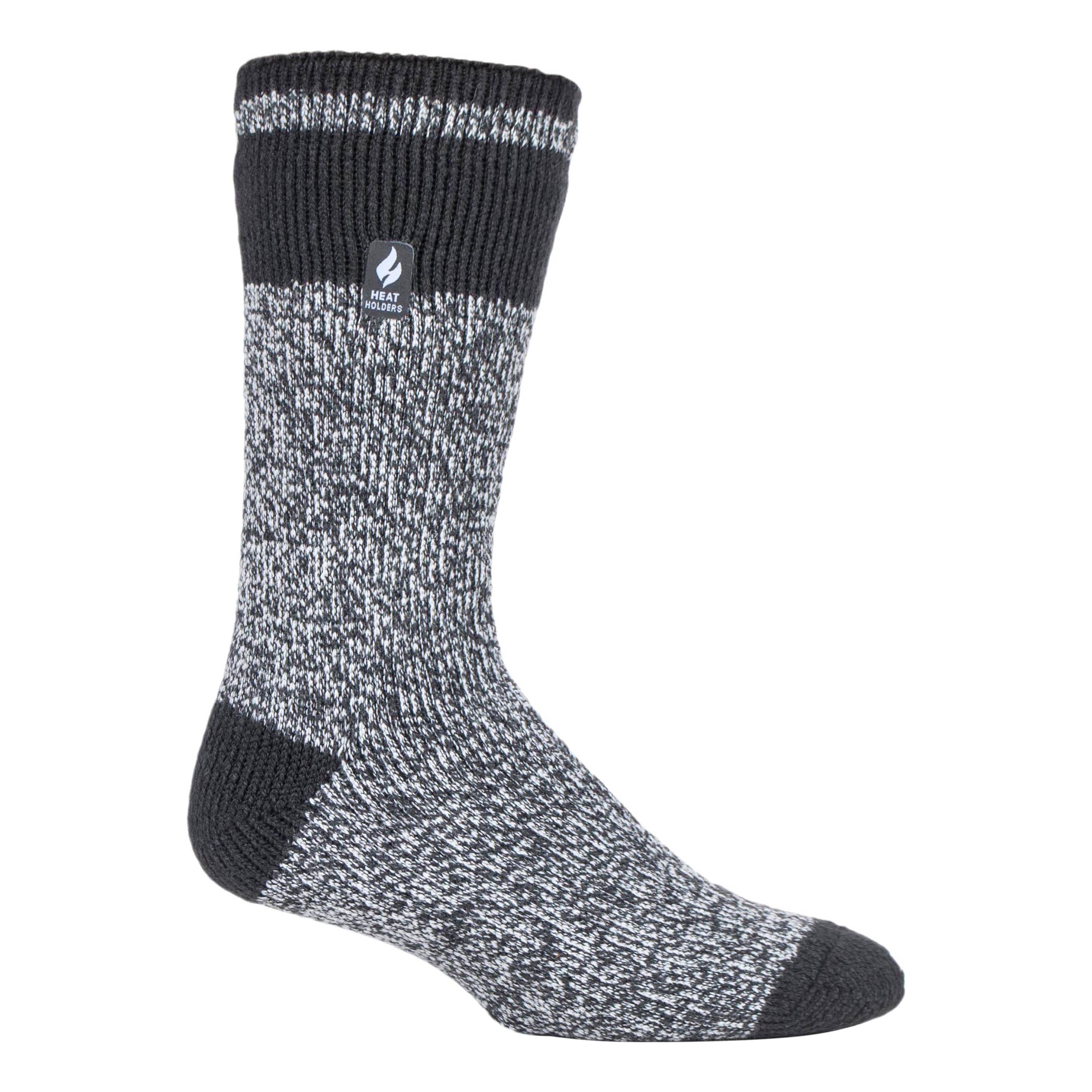 Heat Holders® Men’s Block Twist Crew Socks - Charcoal/Light Grey