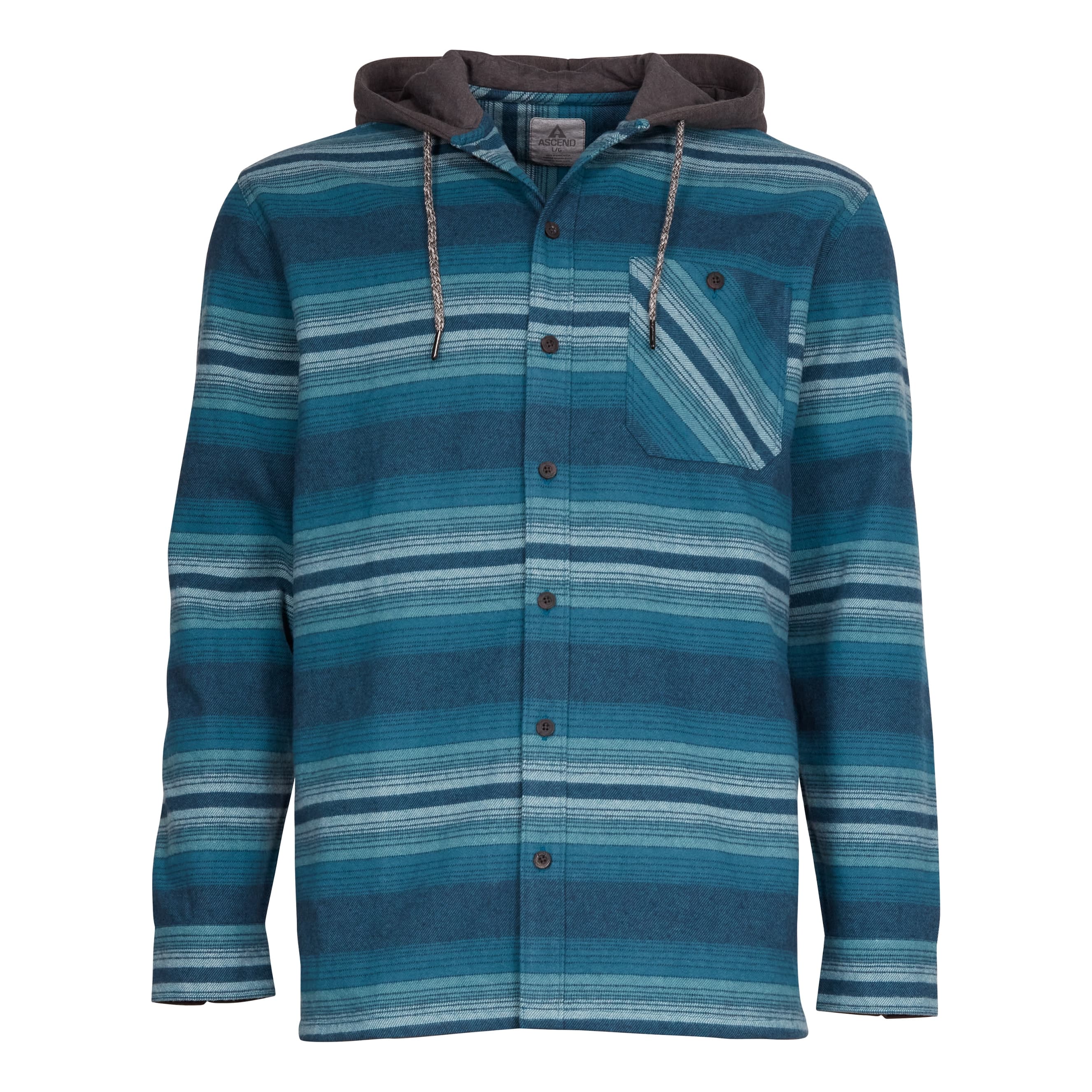 Ascend® Men’s Striped Long-Sleeve Shirt Jacket - Blue