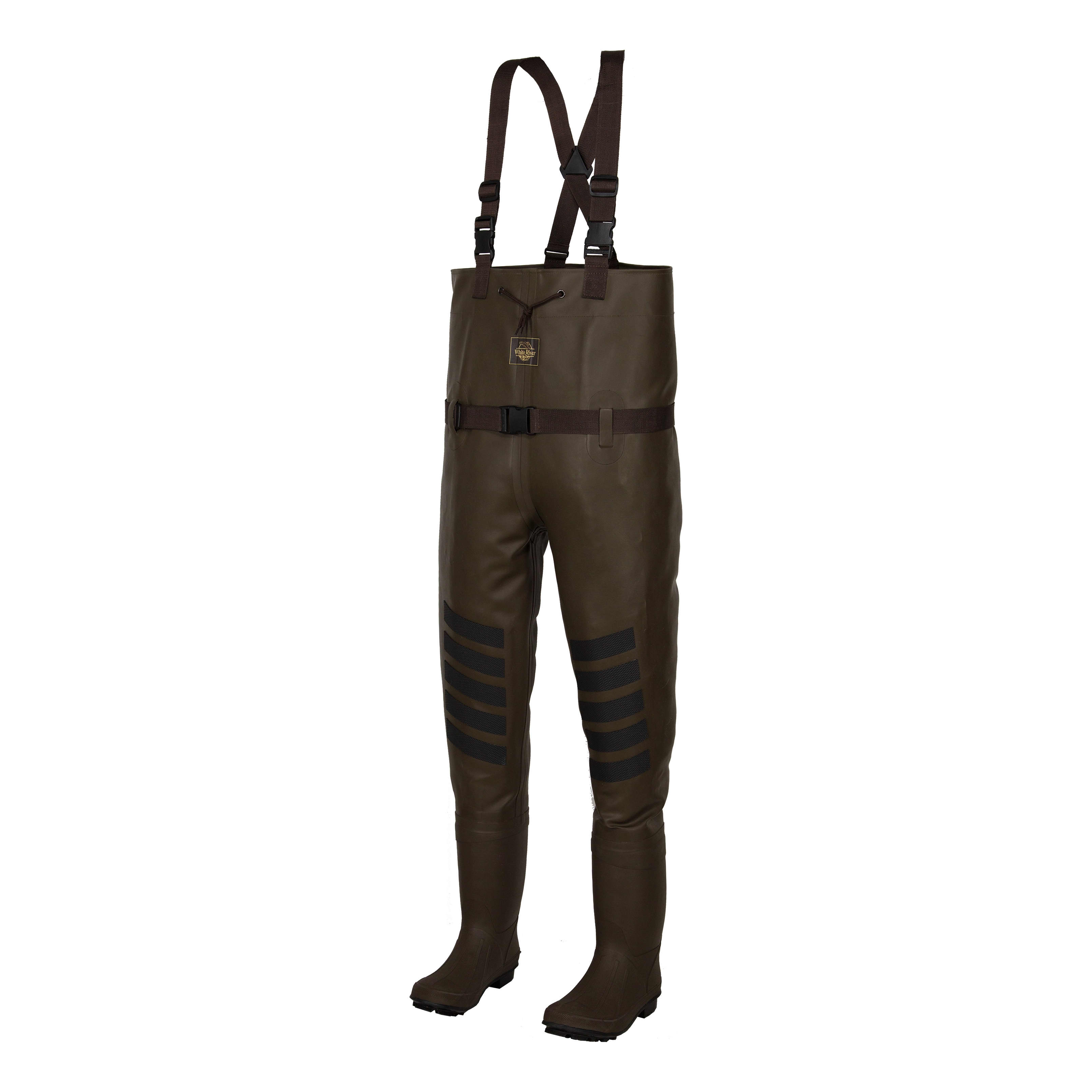 Fishing Chest Waders, Men Waterproof Full Body Rain Suit with Boots Hunting  Bootfoot Waterproof PVC with Wading Belt One-Piece Fishing Suit,Dark