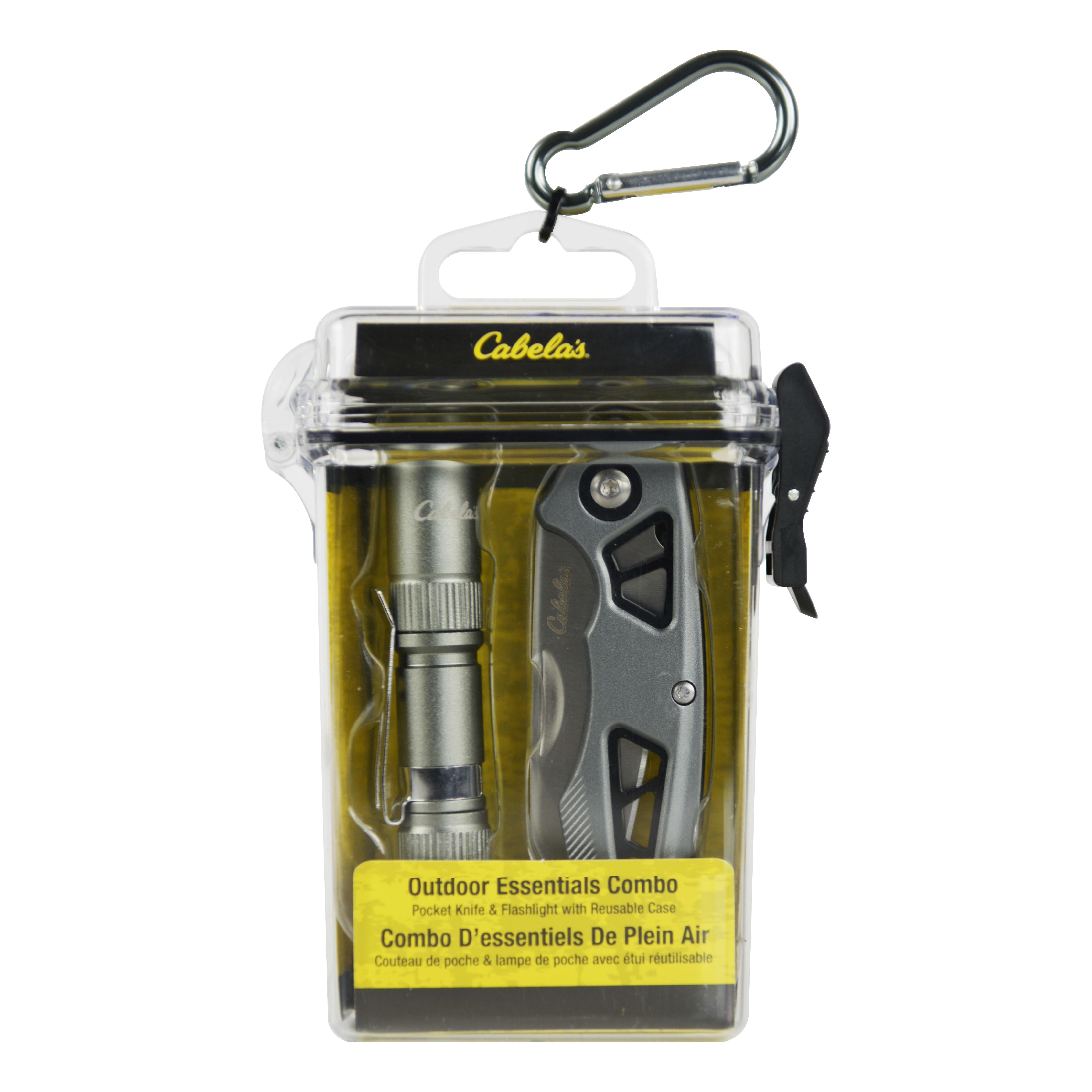 Cabela's Knife and Flashlight Combo with Waterproof Case - Grey