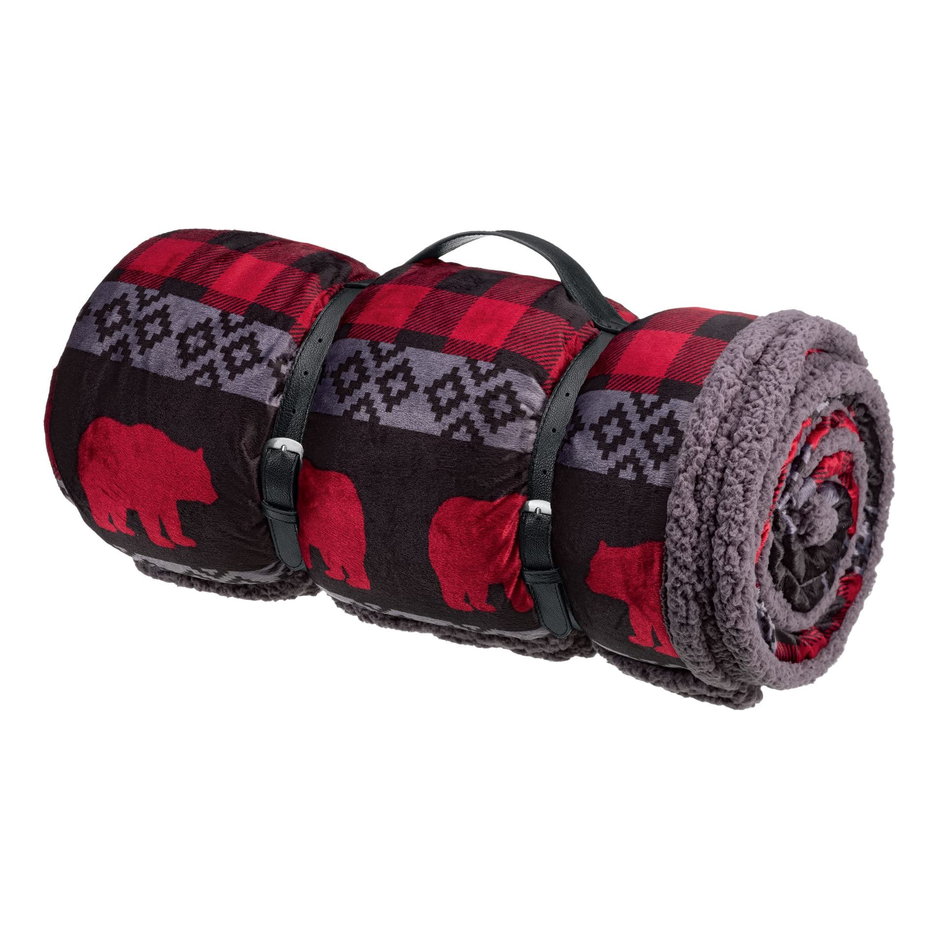 White River® Giant Berber Throw - Moose Plaid - Rolled Up