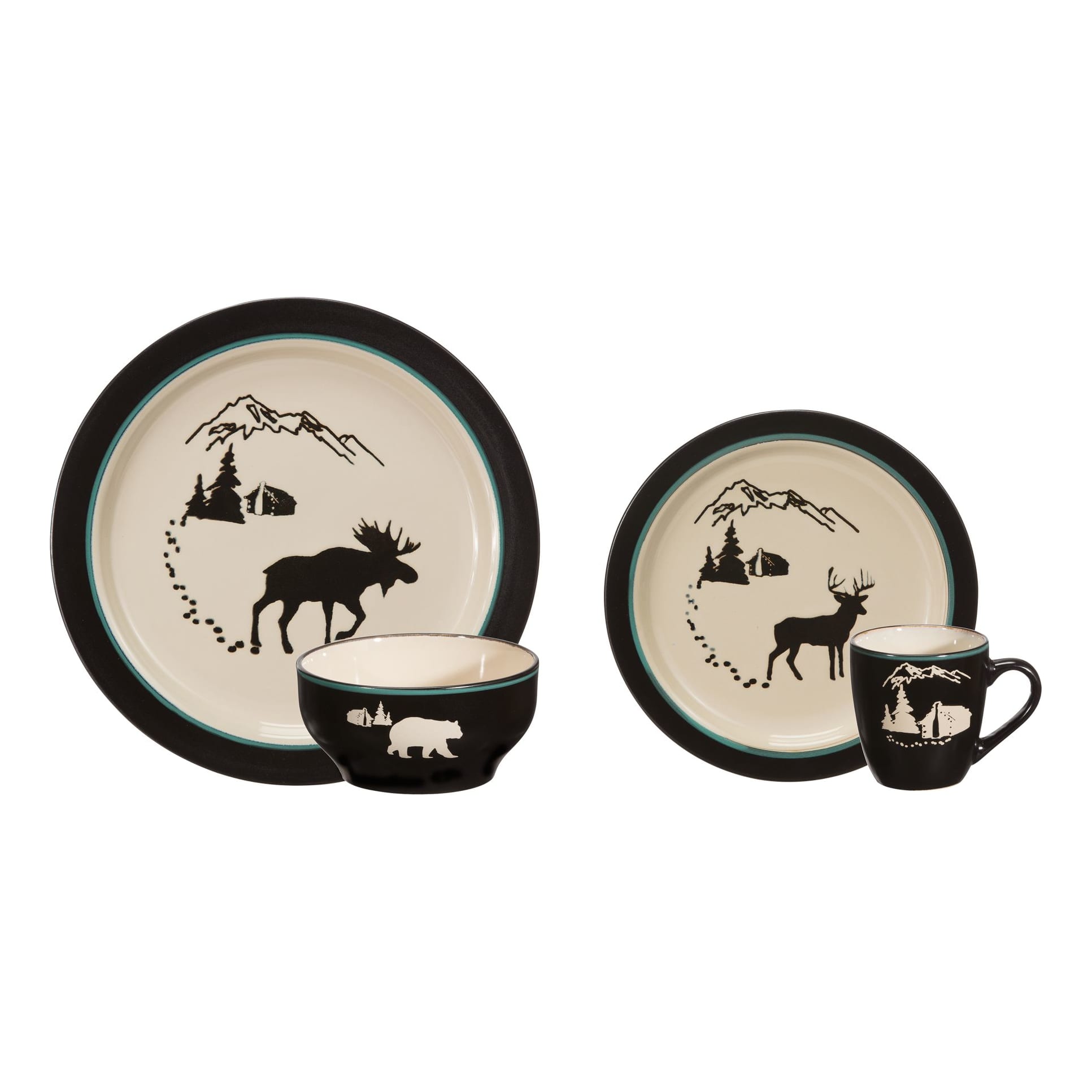 White River Timberline Cabin 16-Piece Dinnerware Set