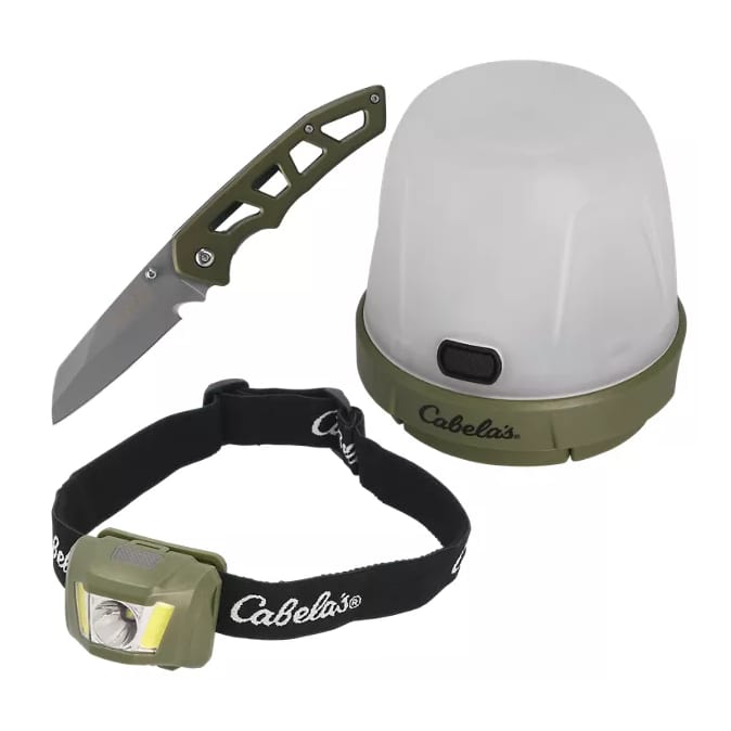 Cabela's® 3 Pack Knife and Lights Combo - Olive