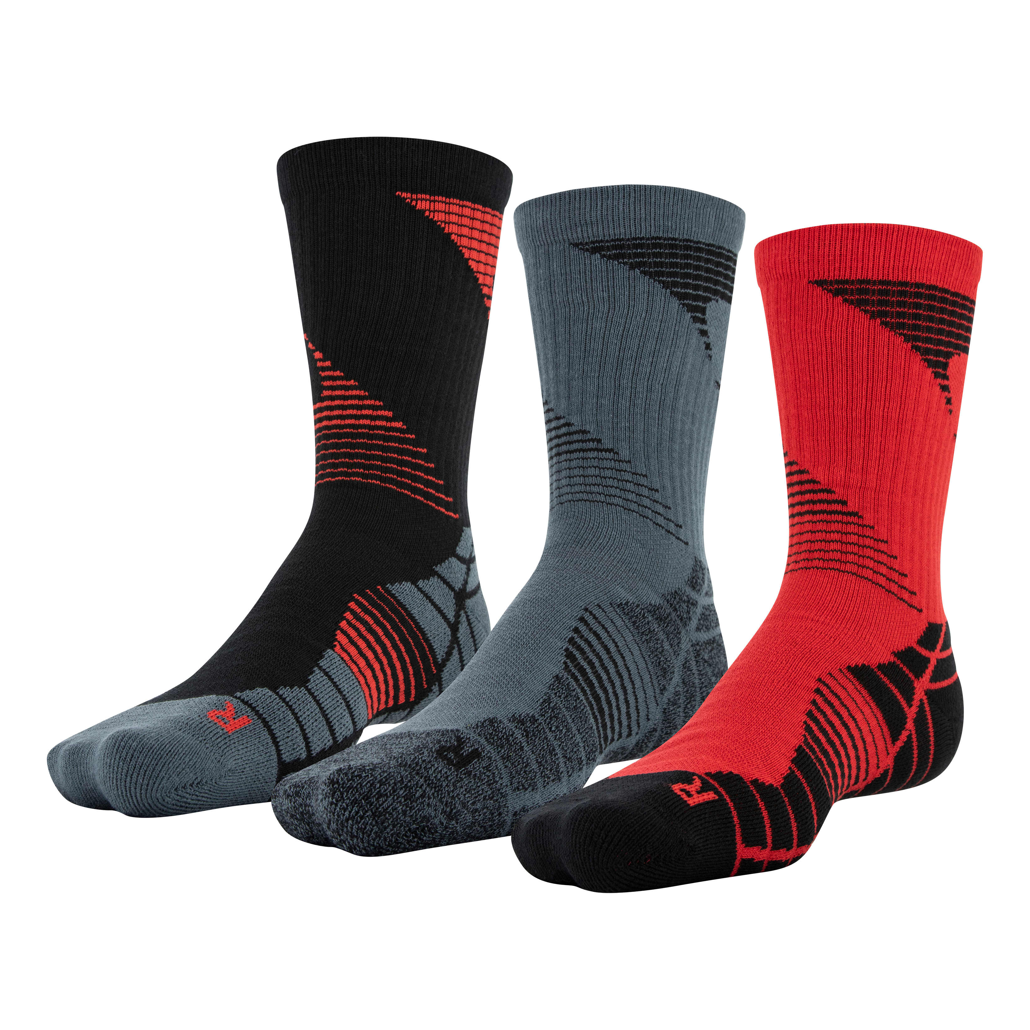 Under Armour® Men’s Elevated Novelty Crew Sock - Red/Pitch Grey/Black
