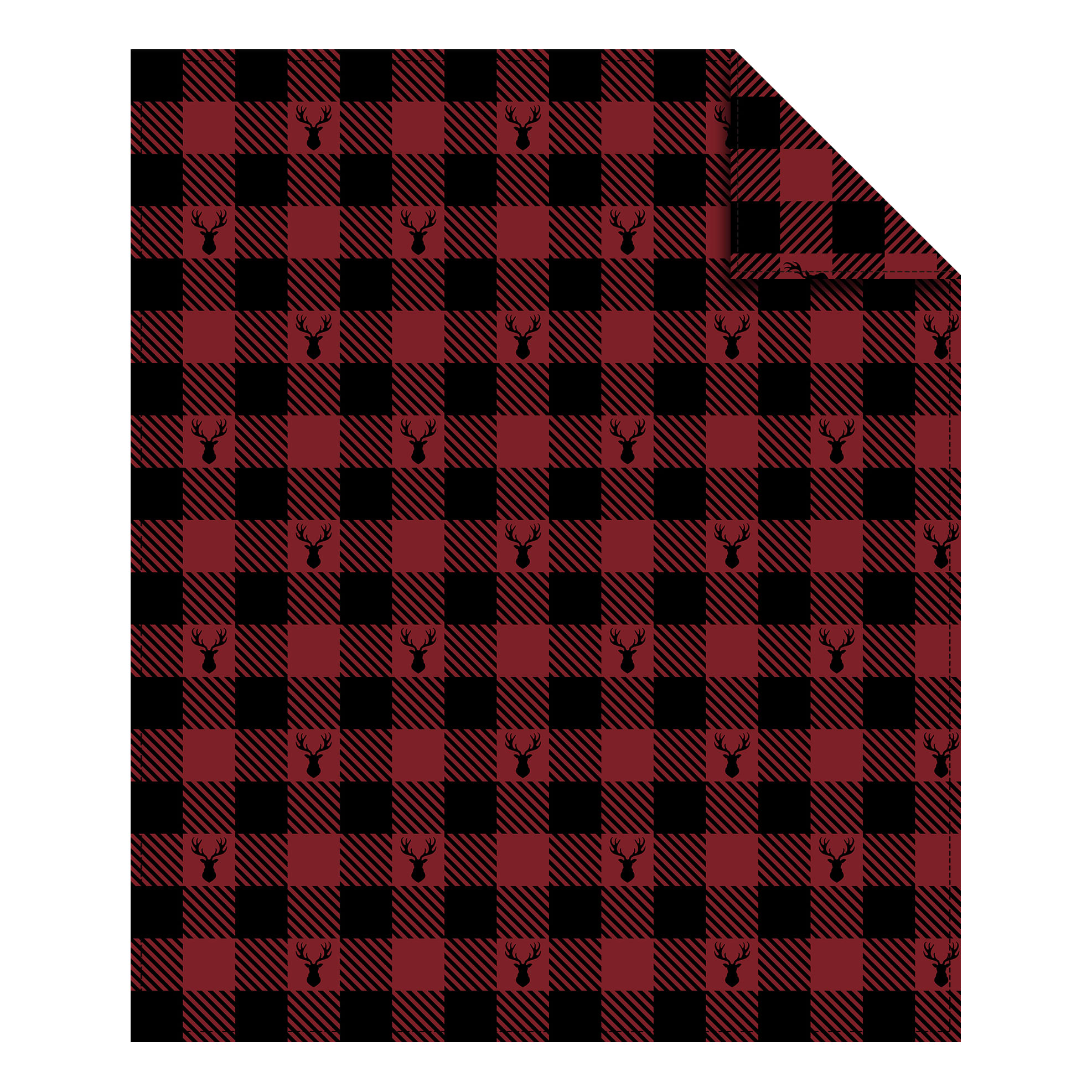 White River™ Buffalo Plaid Red Stag Coral Fleece Throw