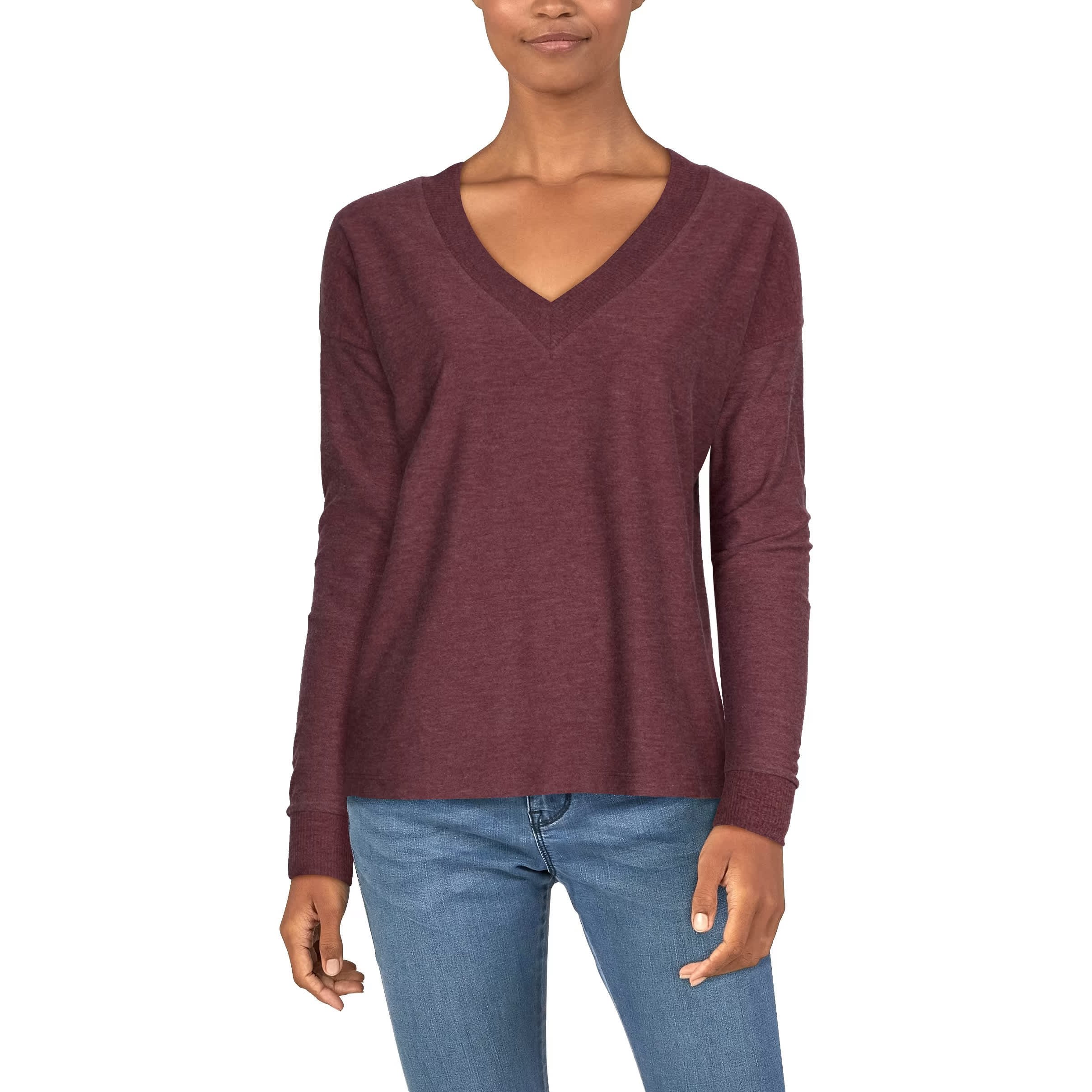 Natural Reflections® Women’s Drop-Shoulder V-Neck Long-Sleeve Sweater