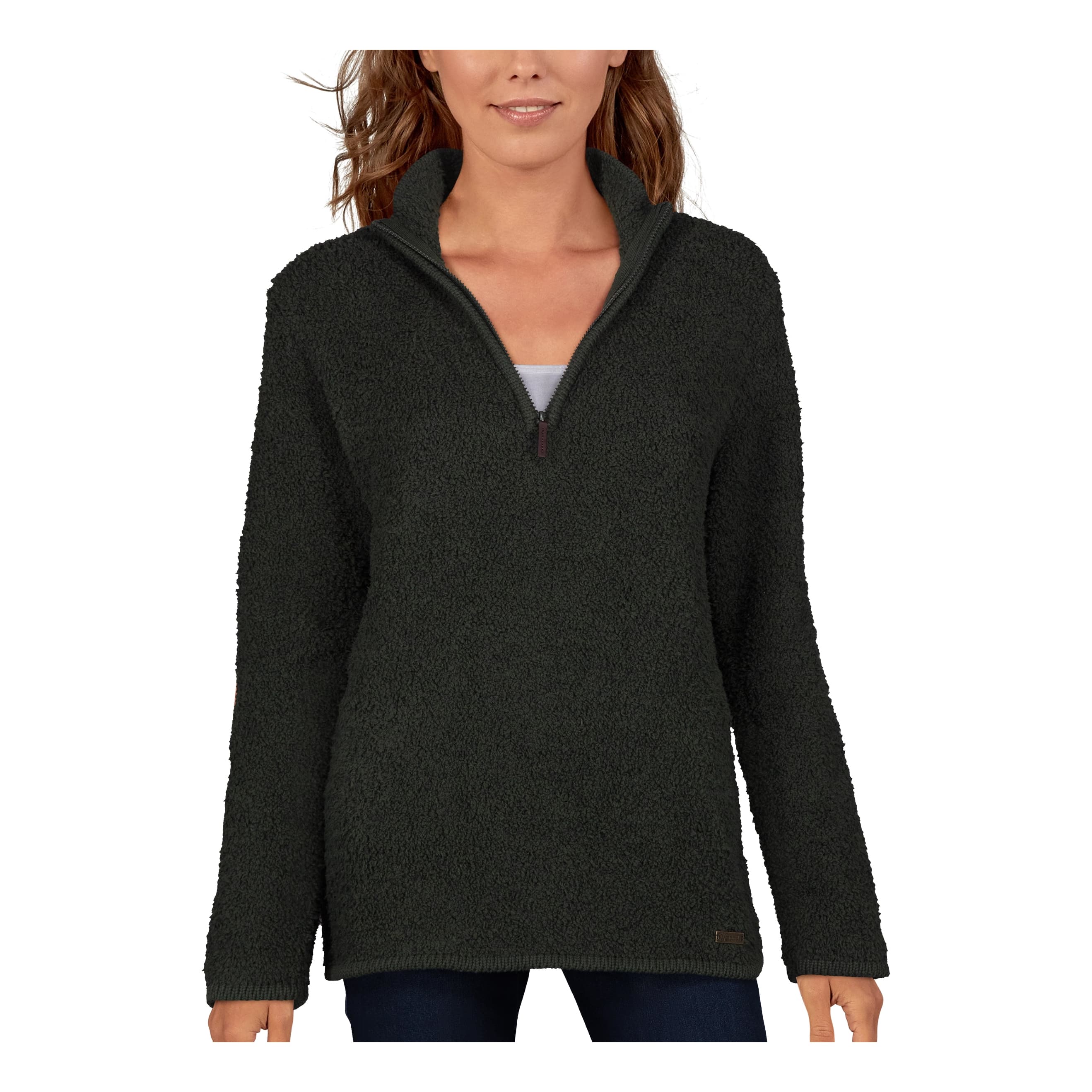 ,Natural Reflections® Women’s Sherpa Cabin Quarter-Zip Long-Sleeve Sweater - Deep Depths