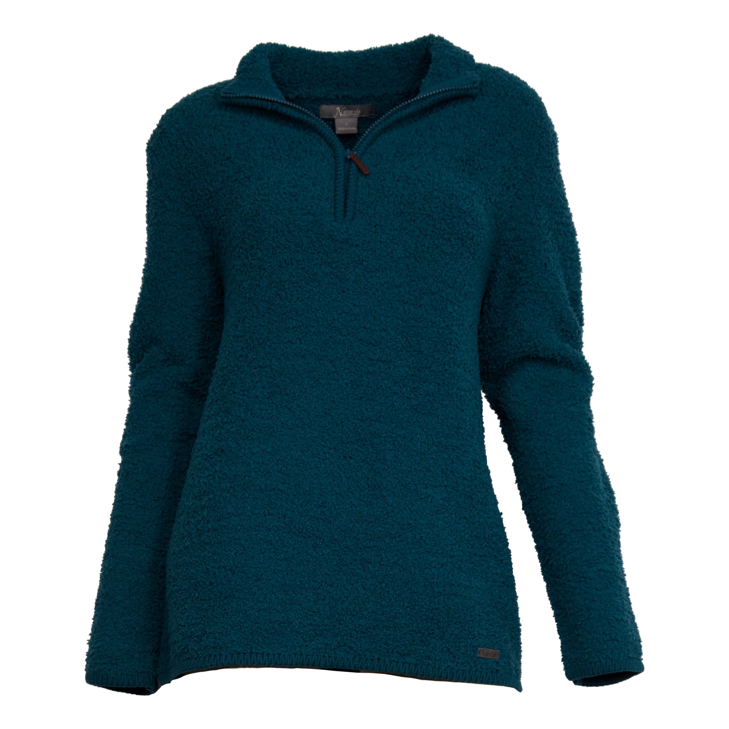 ,Natural Reflections® Women’s Sherpa Cabin Quarter-Zip Long-Sleeve Sweater - Deep Teal