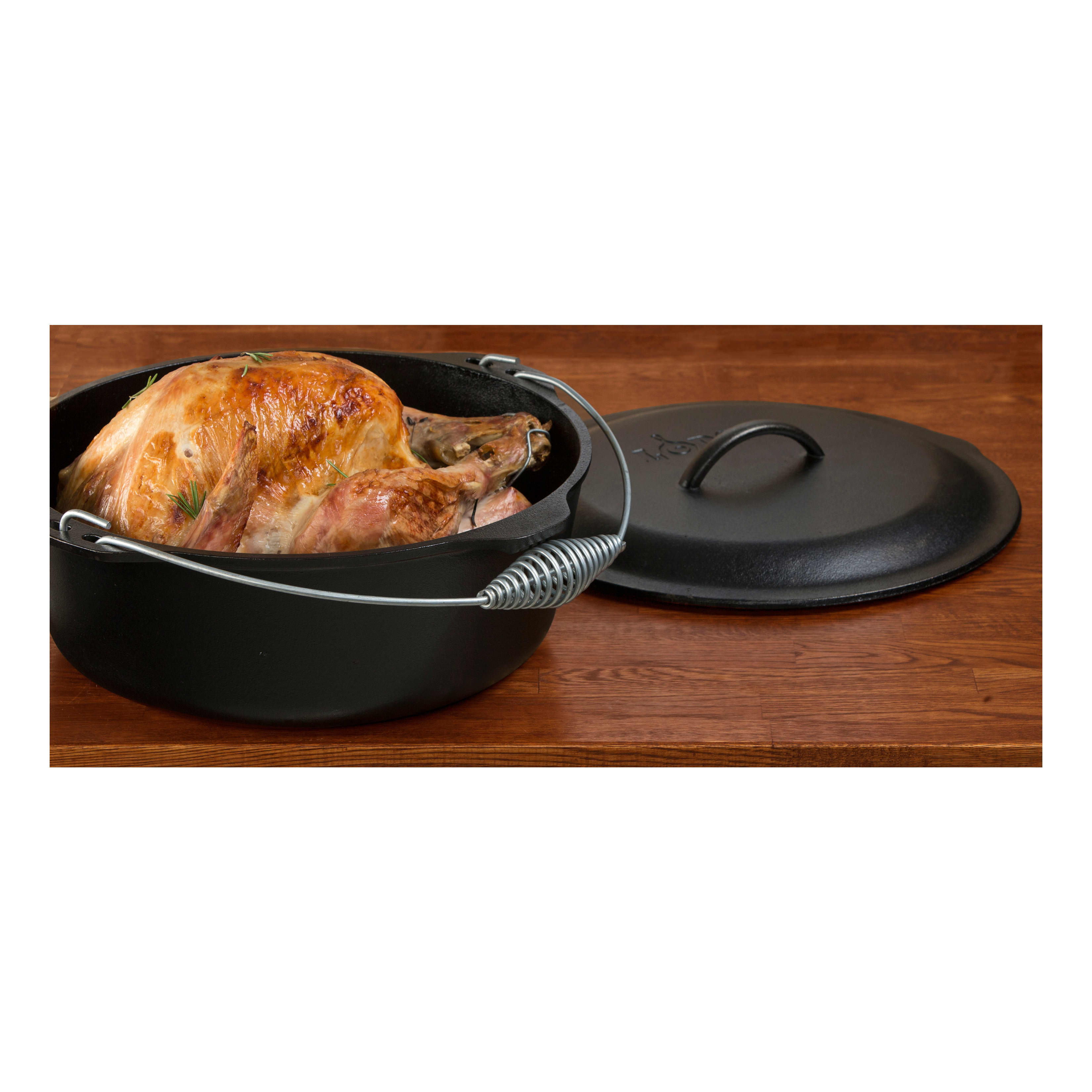 Lodge 9-qt. Dutch Oven with Bail Handle - in use
