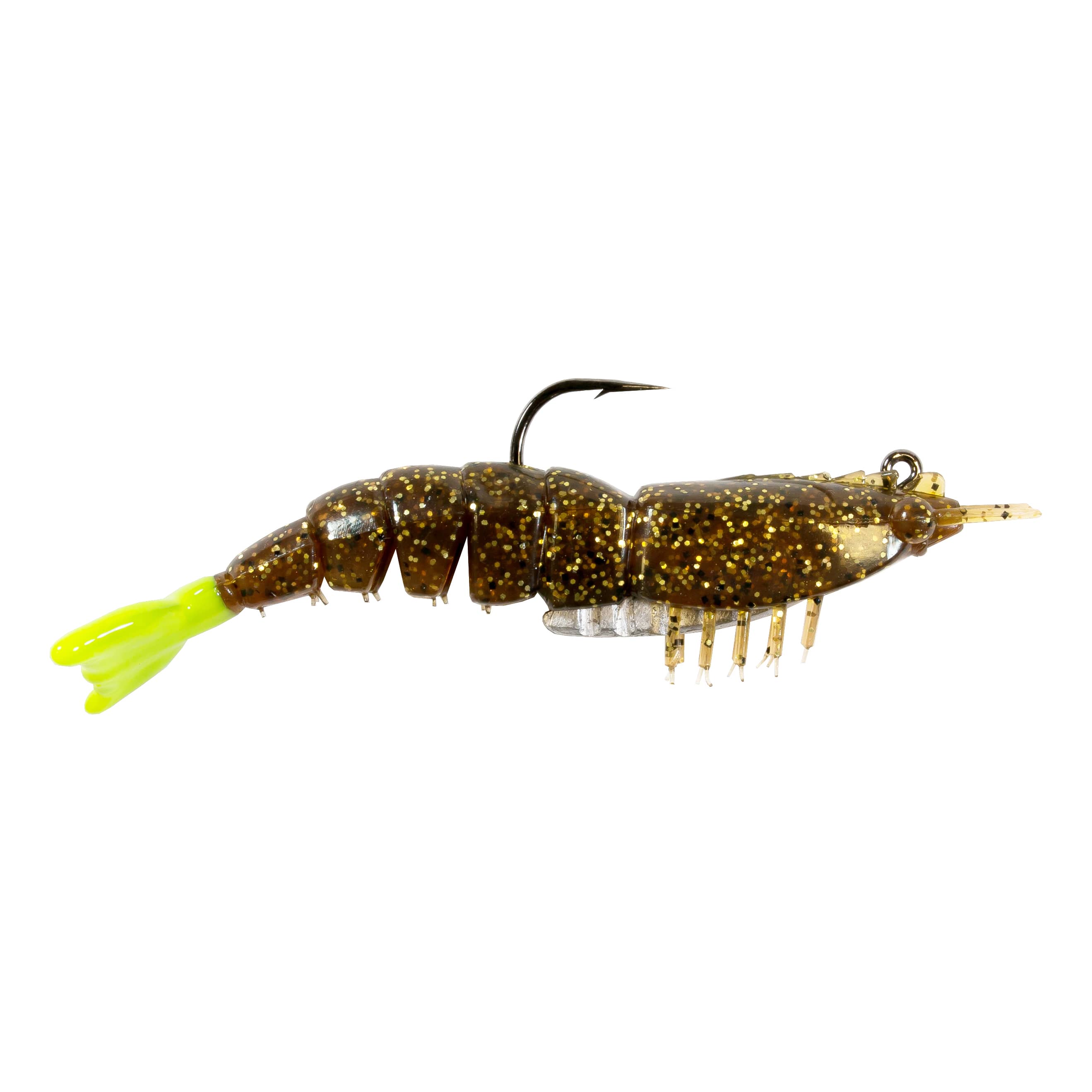Z-Man® EZ ShrimpZ™ Rigged - Rootbeer/Chartreuse Tail