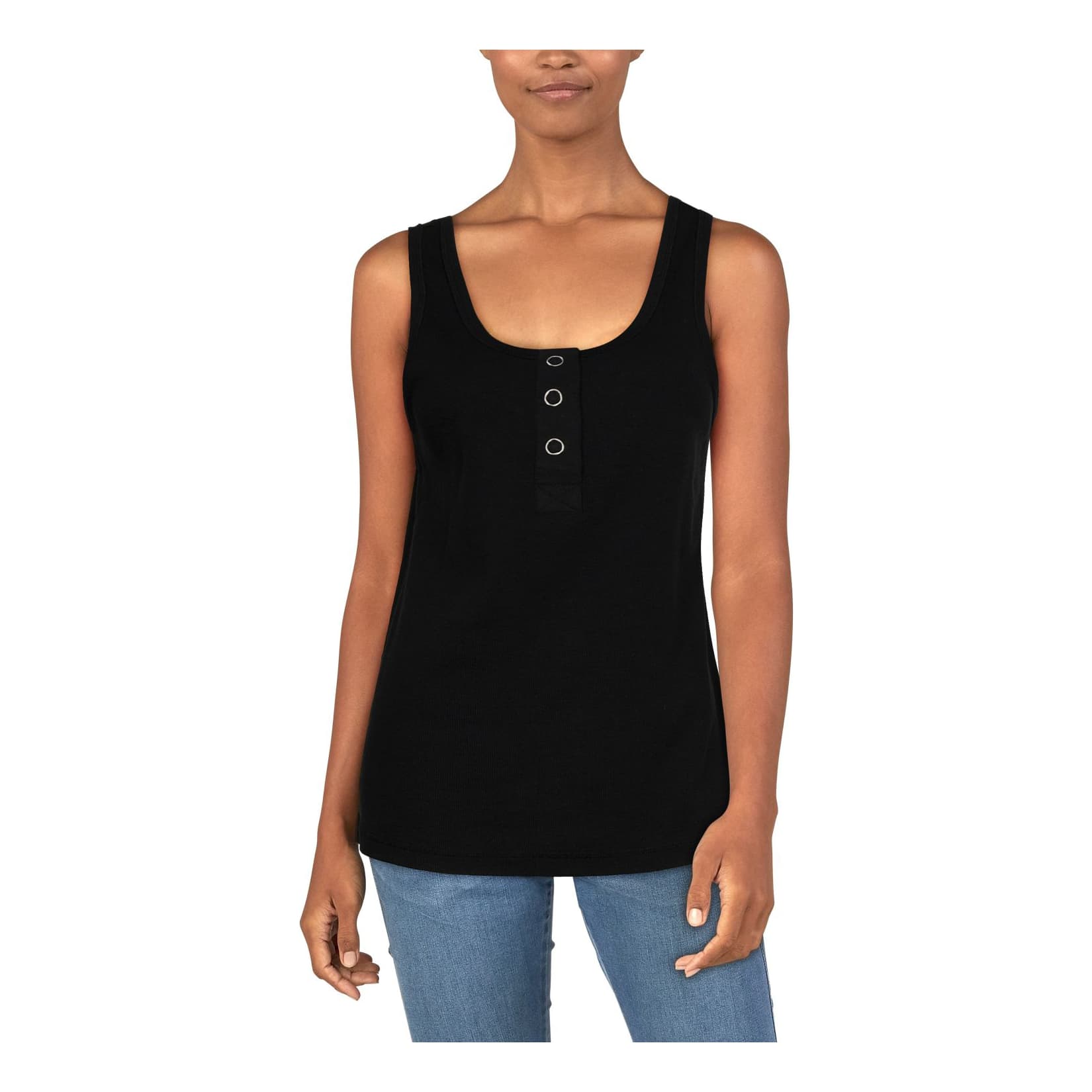 Natural Reflections® Women’s Harlow Henley Tank Top - Anthracite