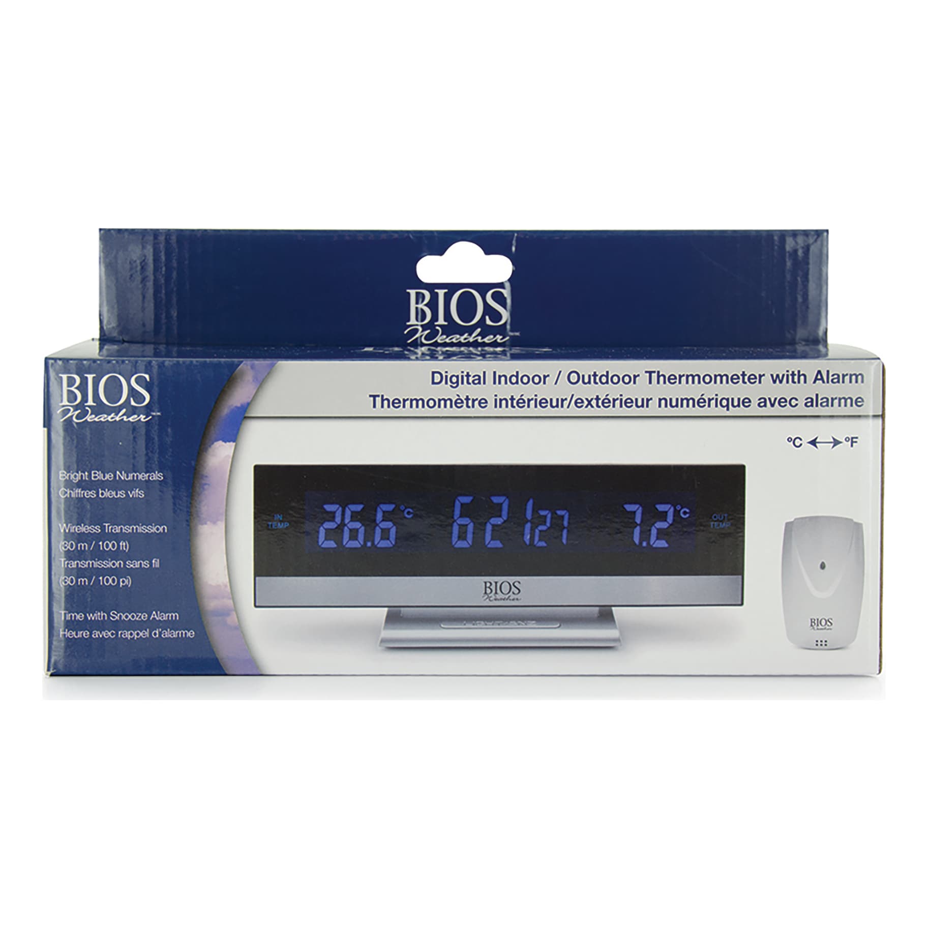 BIOS Weather™ Digital Indoor/ Outdoor Thermometer with Alarm