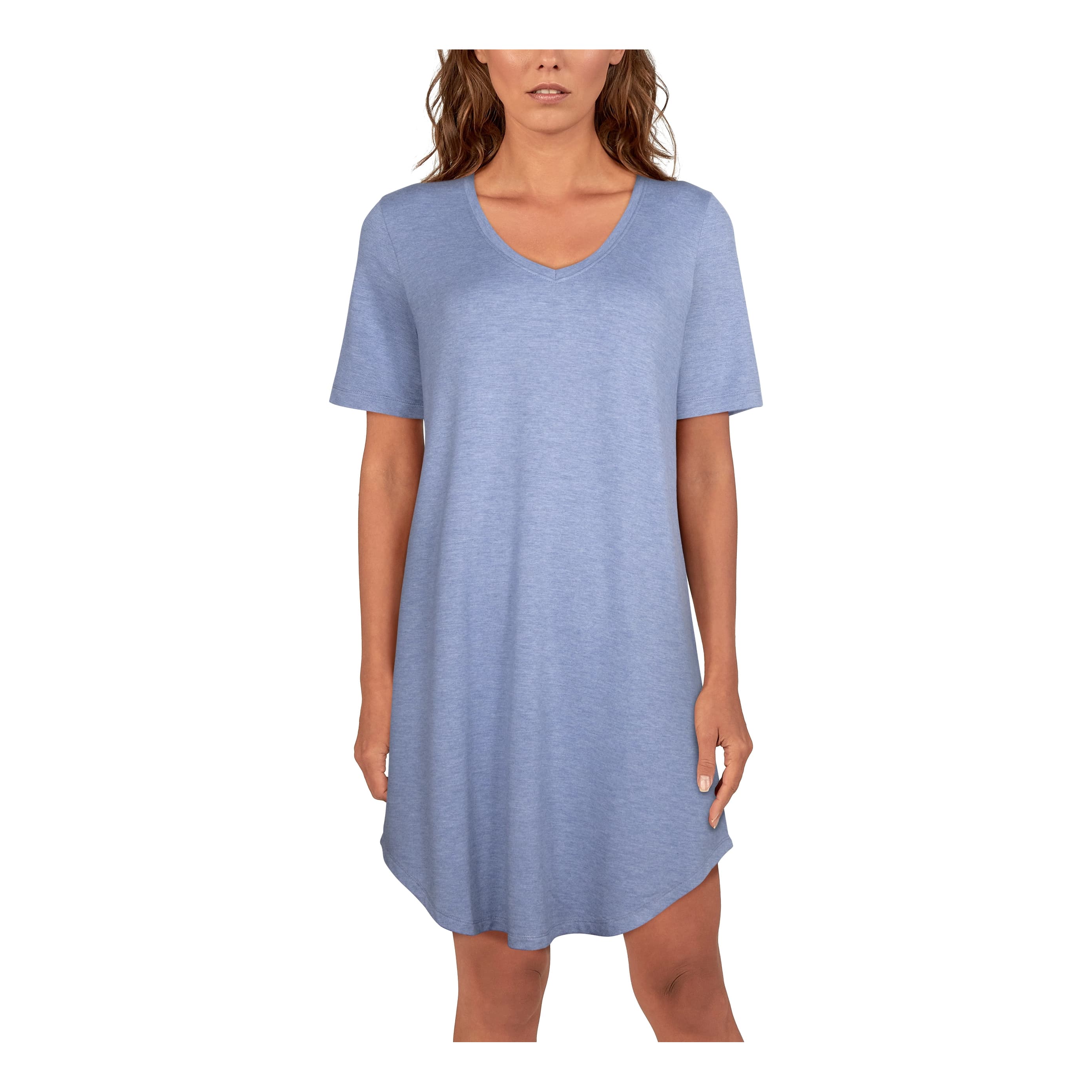 Natural Reflections® Women’s Heather Short-Sleeve Lounge Dress - Blue Heather