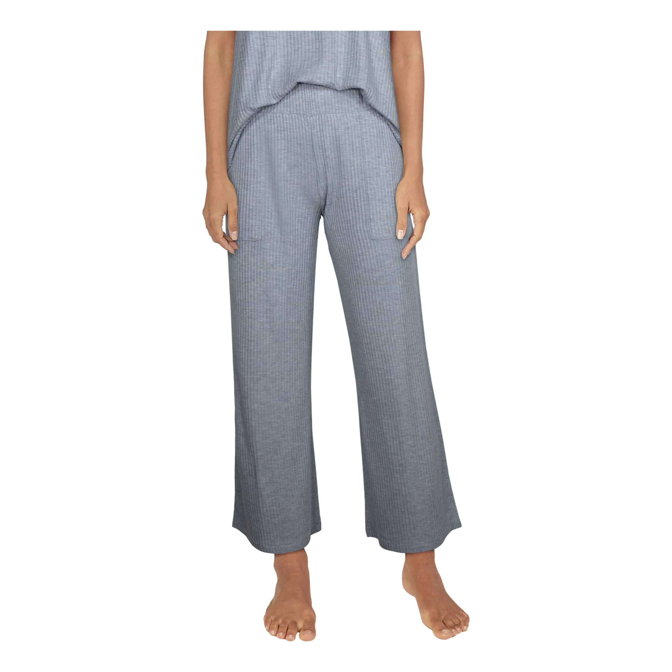 Natural Reflections® Women’s Rib-Knit Crop Pants - Blue Heather