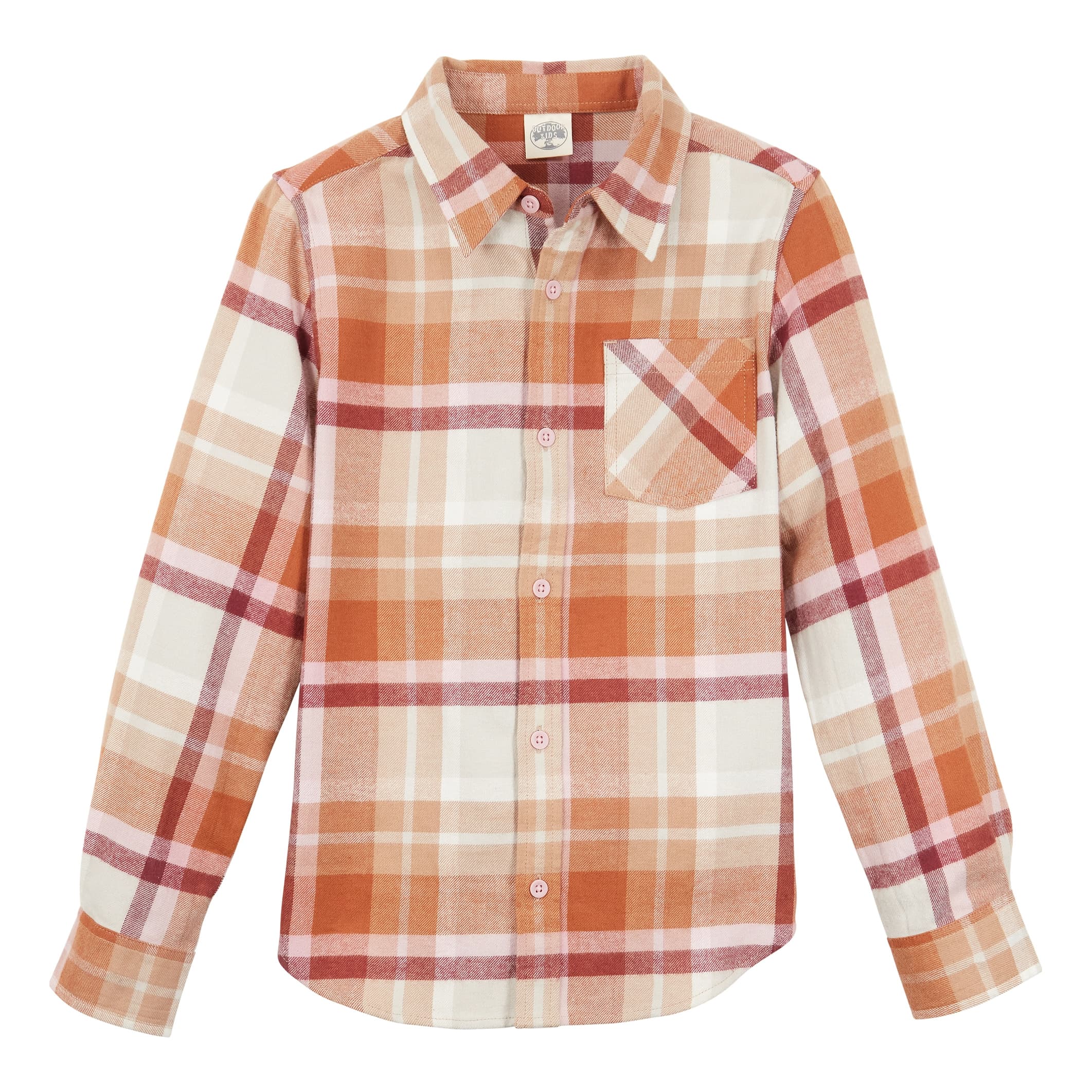 Bass Pro Shops® Boys’ Long-Sleeve Flannel Button-Down Shirt - Cream Rust