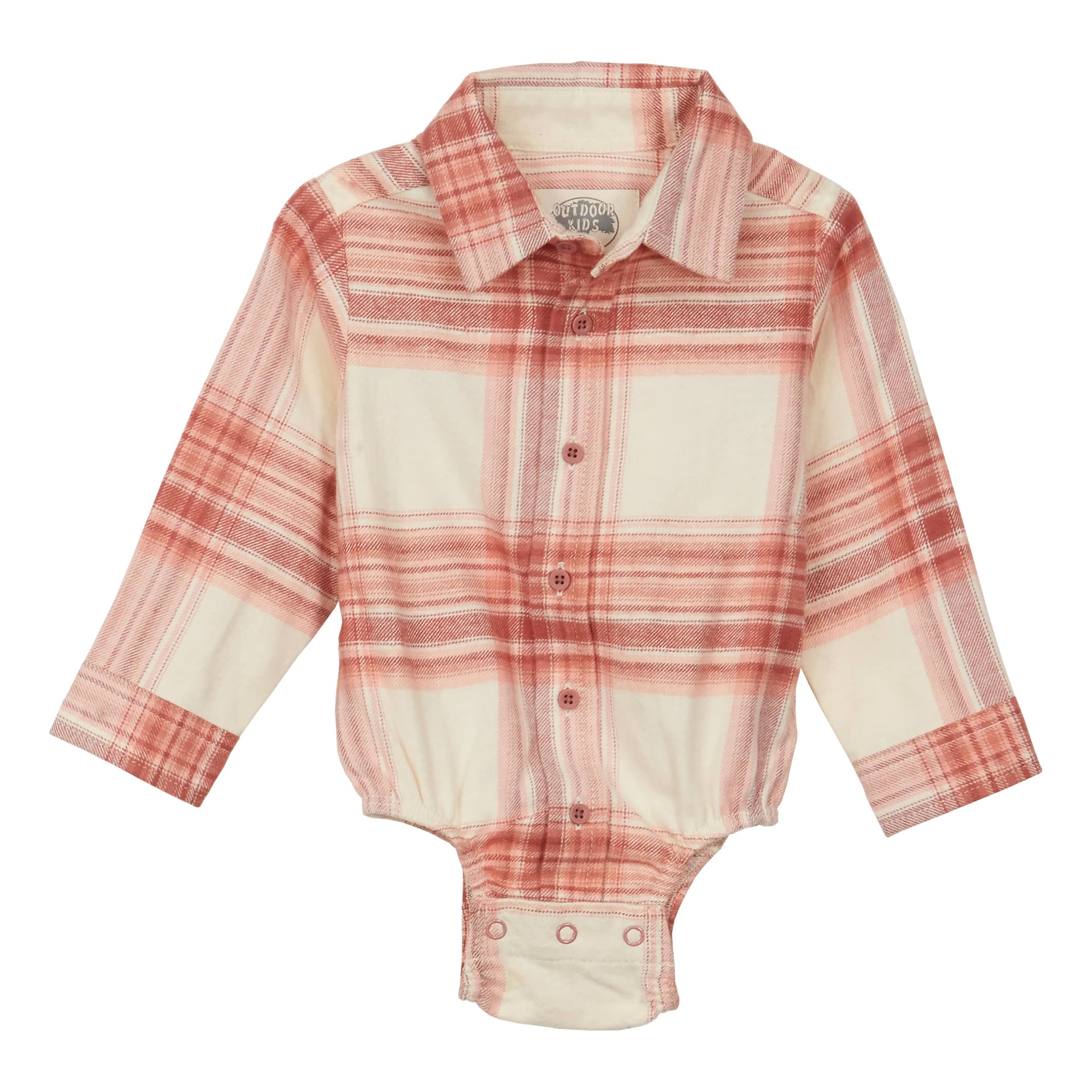 Bass Pro Shops® Infants’ Flannel Long-Sleeve Bodysuit - Cream Pink
