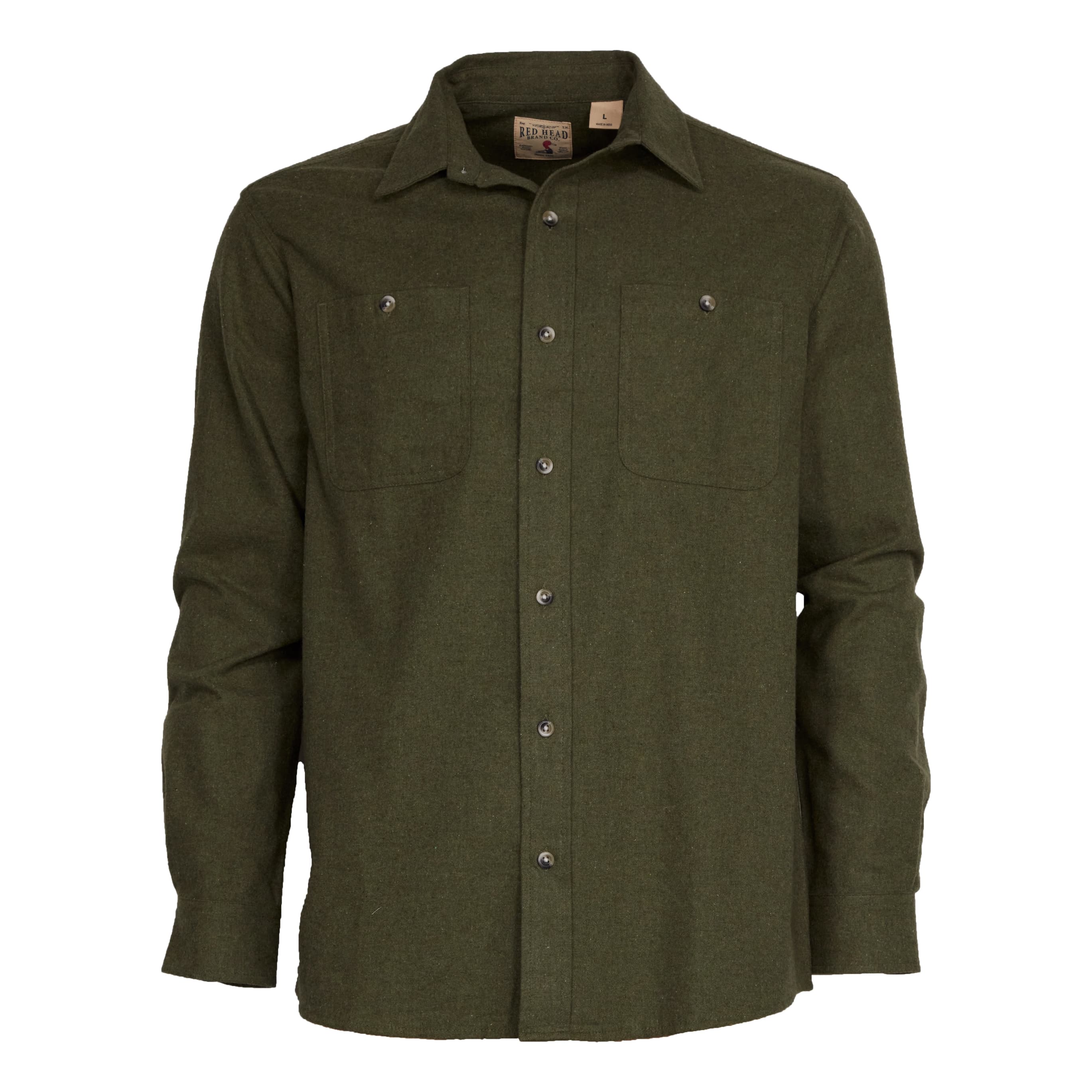RedHead® Men’s Ozark Mountain Long-Sleeve Solid Flannel Shirt - Green