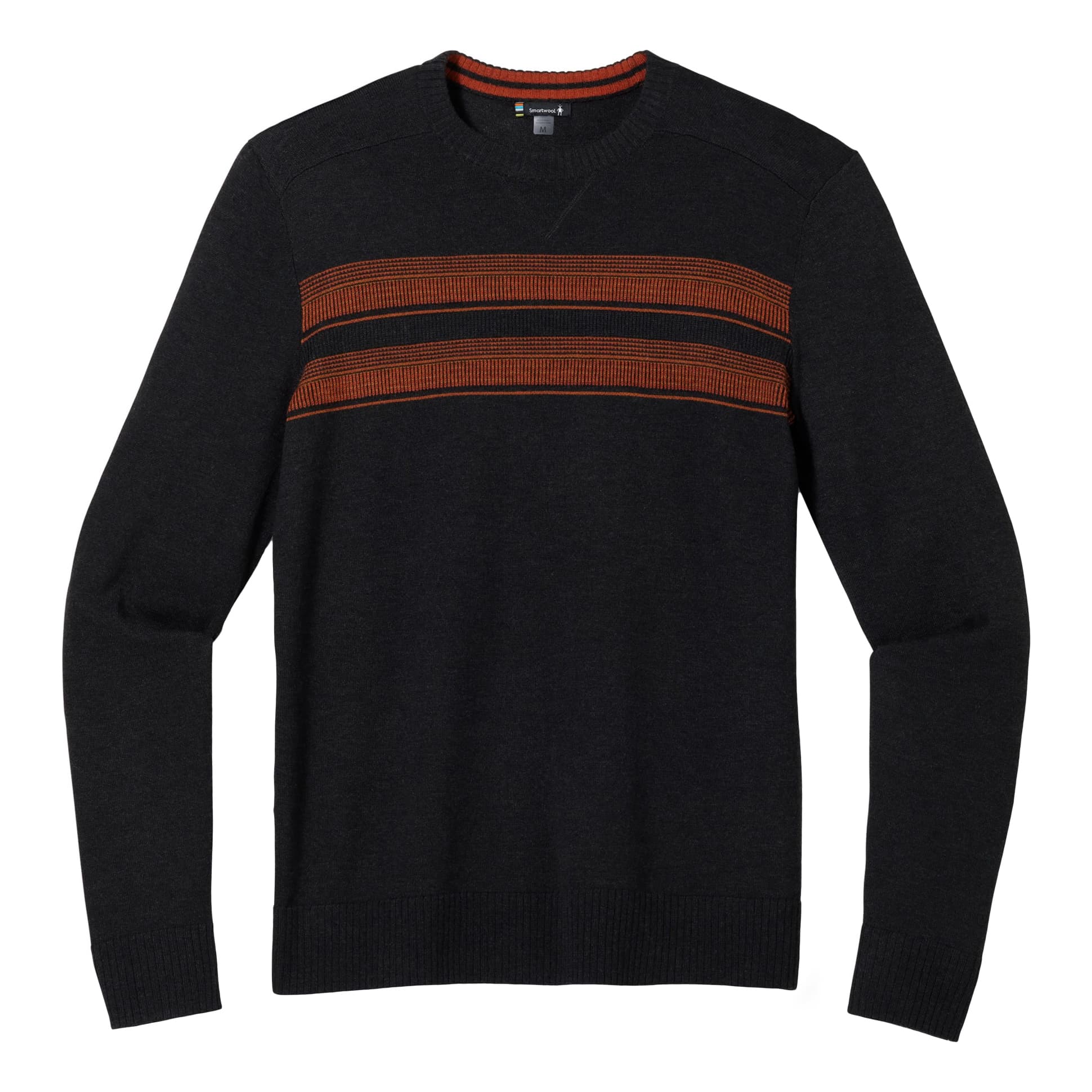 Smartwool® Men’s Sparwood Stripe Crew Sweater - Charcoal Heather/Picante