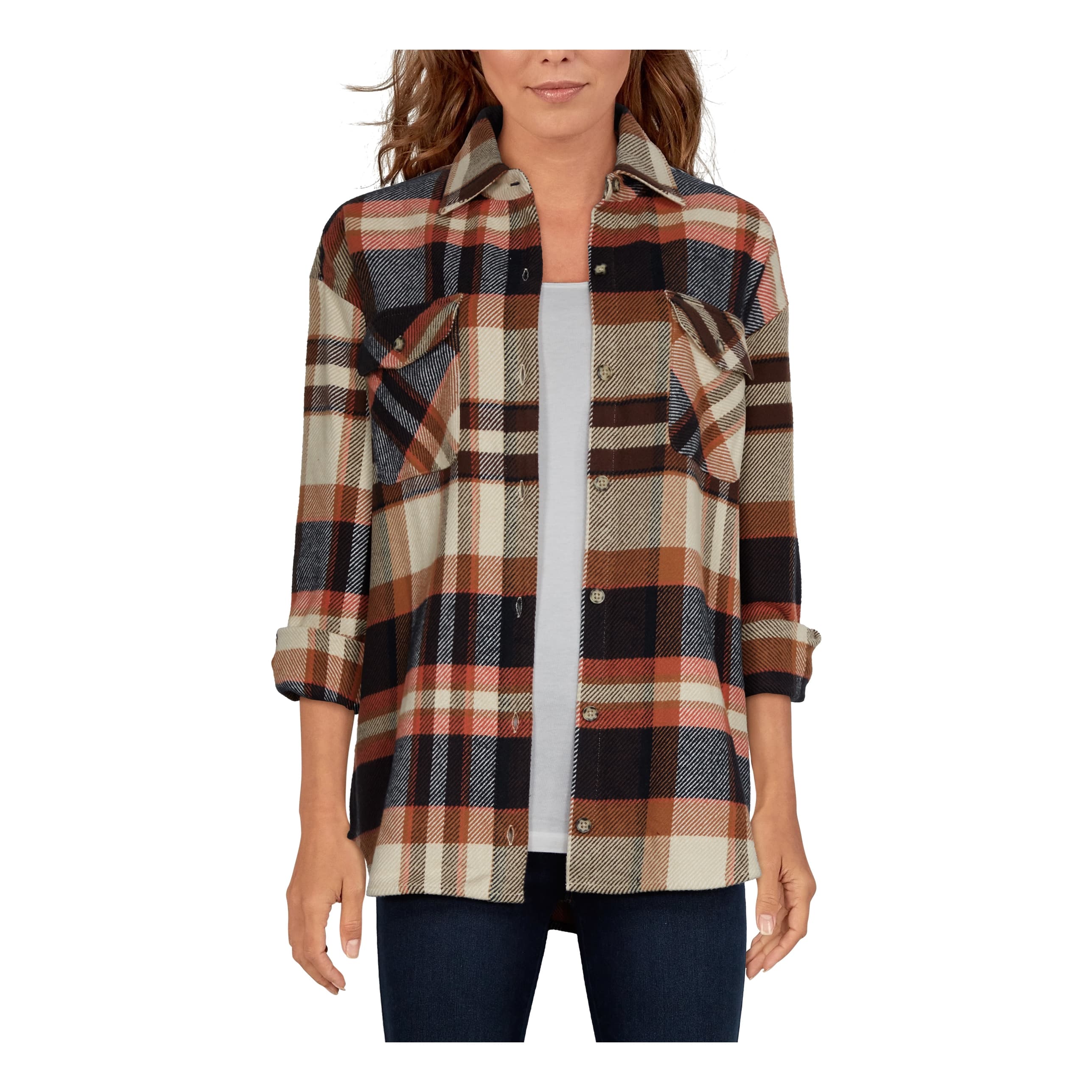 Natural Reflections® Women’s Fireside Flannel Long-Sleeve Shirt - Chestnut Plaid