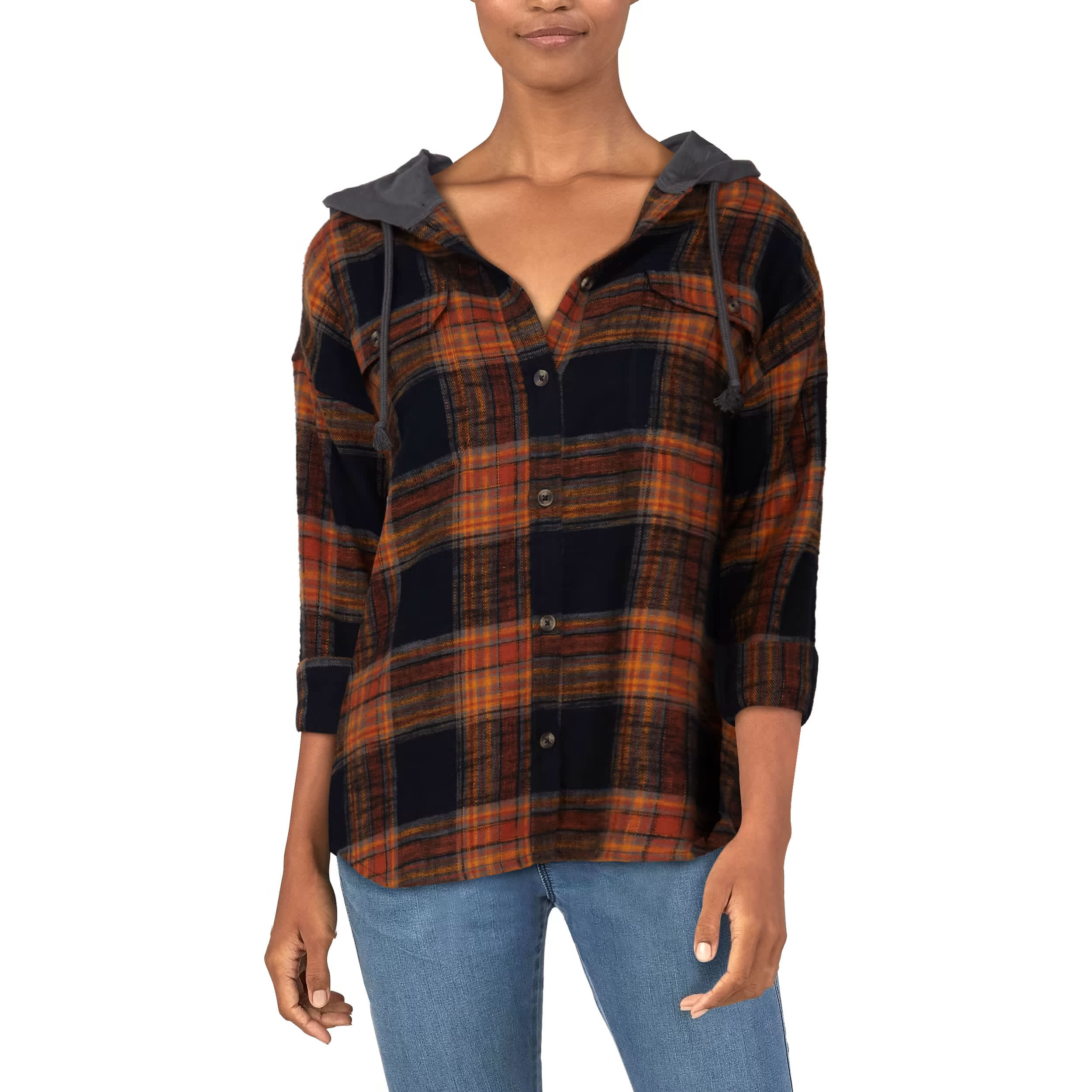 Natural Reflections Women s Weekend Flannel Long Sleeve Hoodie