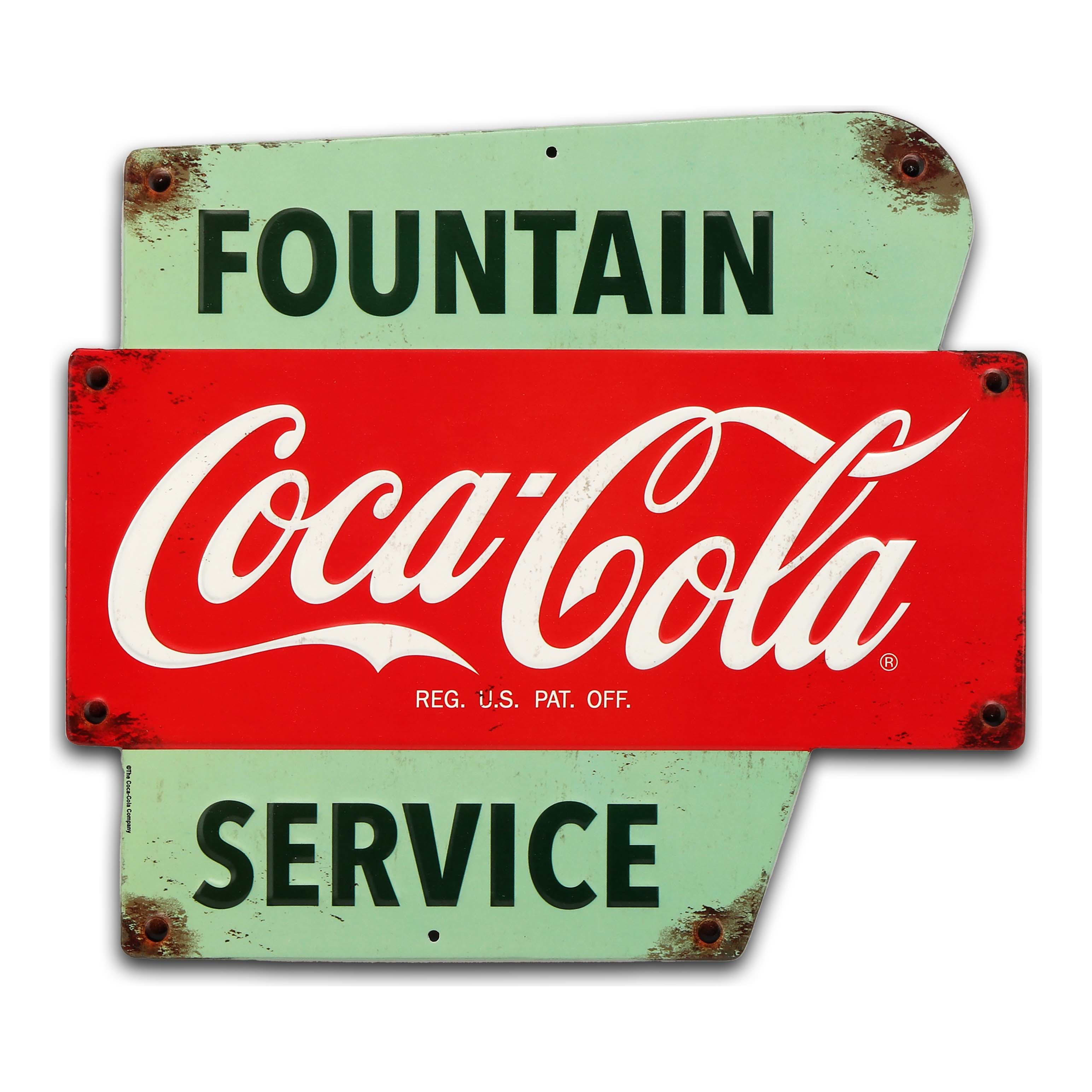 Open Road's Coca-Cola Fountain Service Embossed Metal Sign