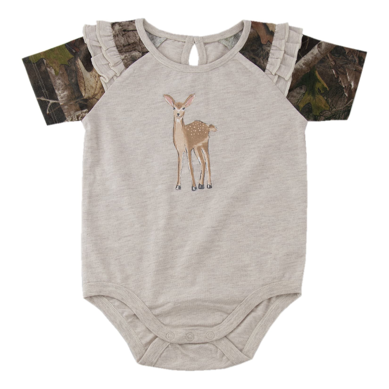 Outdoor Kids® Infants’/Toddlers’ Ruffle Sleeve Camo Short-Sleeve Bodysuit
