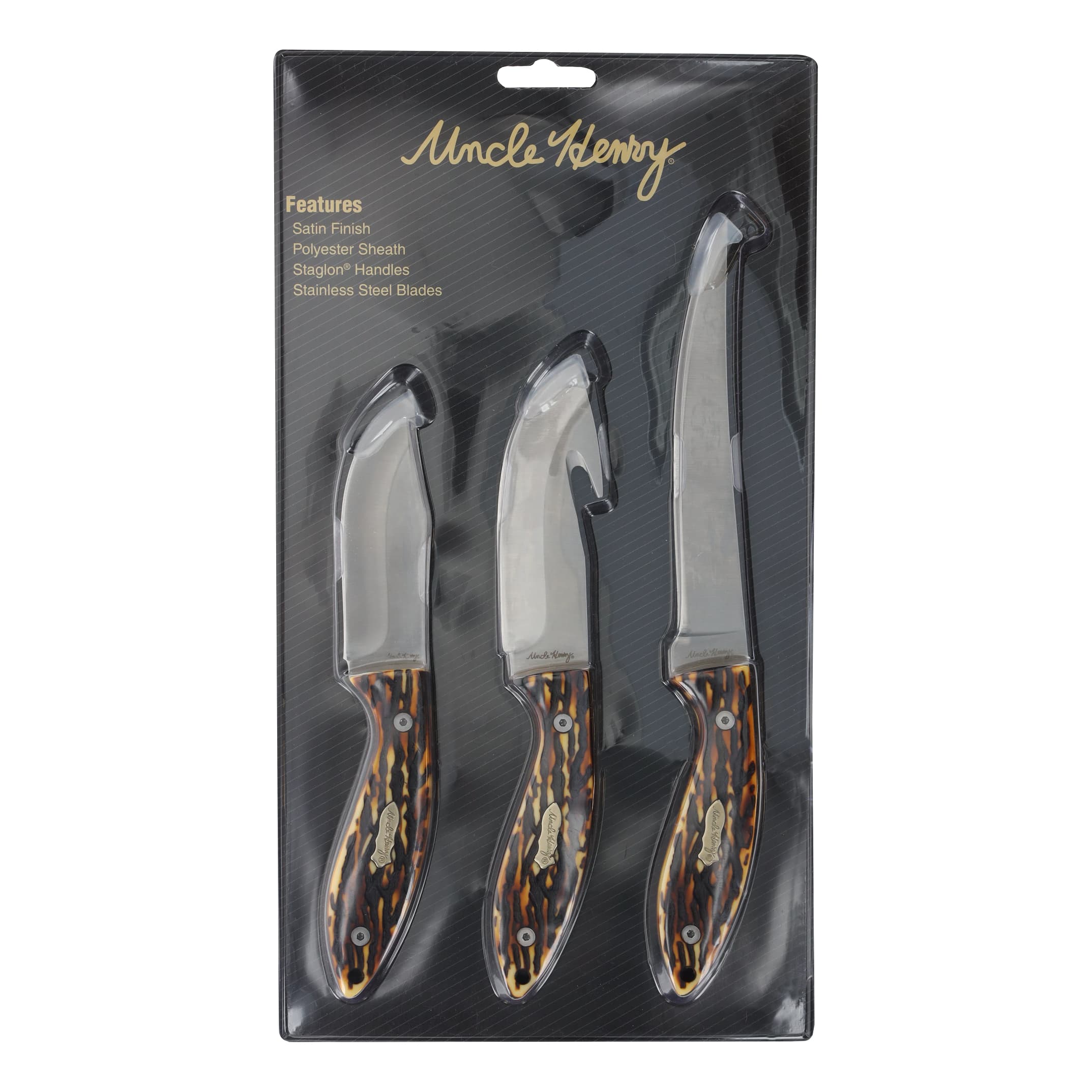 Uncle Henry Staglon 3 Piece Fixed Blade Knife Set