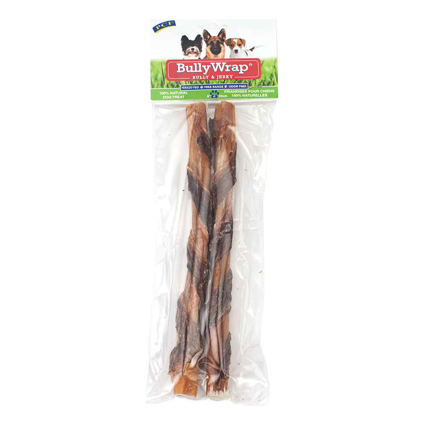 Pet Center No Odour Bully Wrap Beef Jerky Wrapped 9" Pizzle - 2 pack