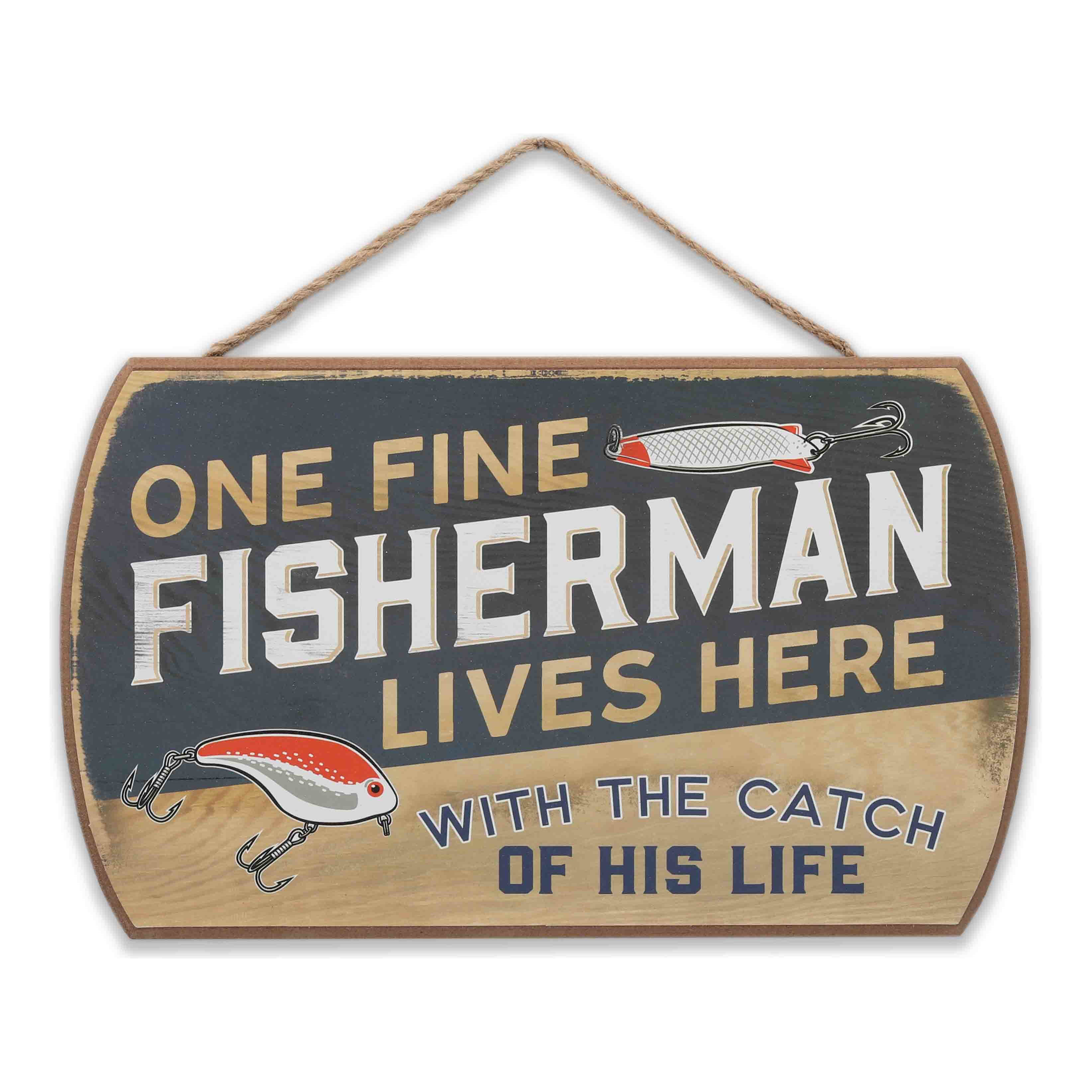 Open Road's One Fine Fisherman Hanging Wooden Sign - Cabelas - OPEN