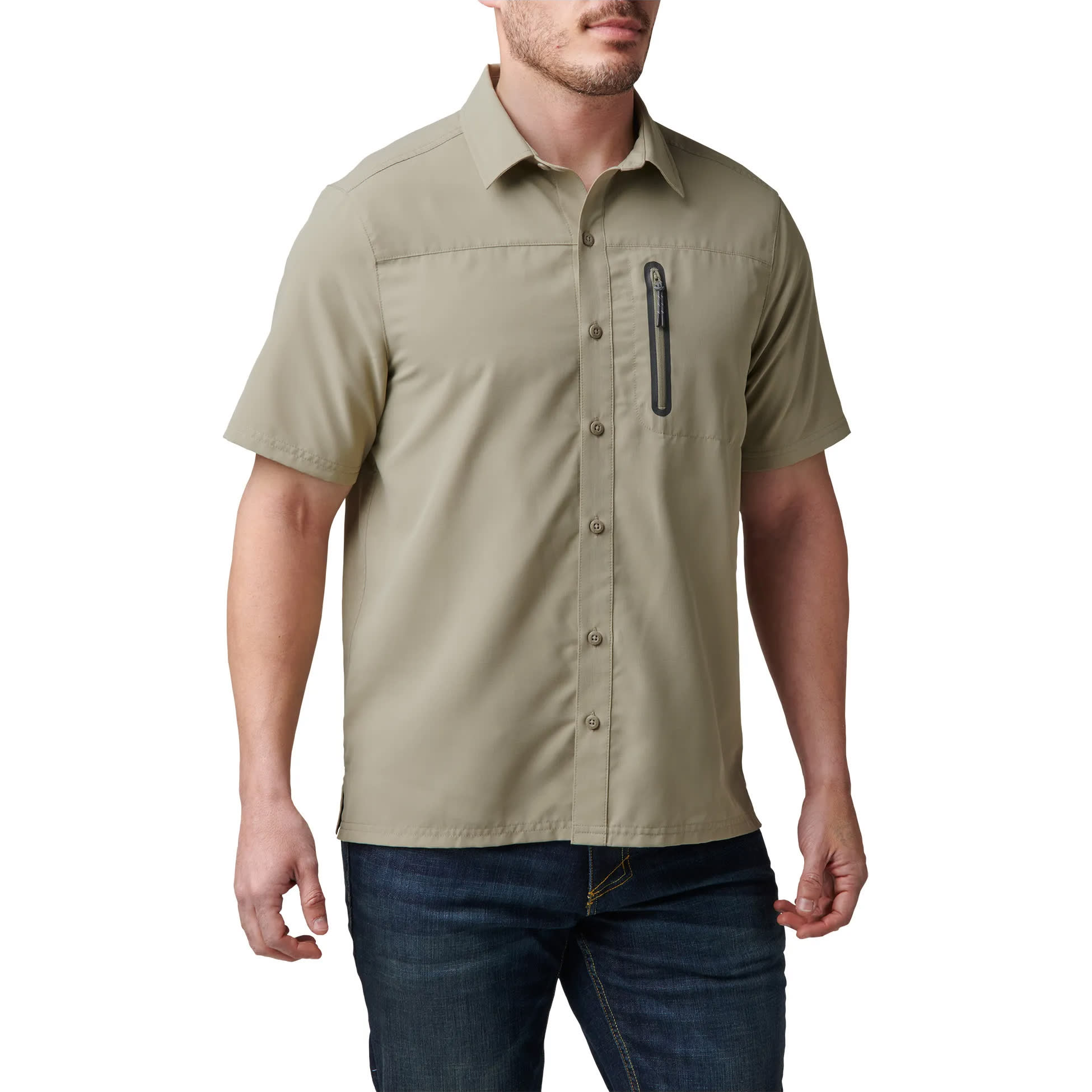 Mens short sleeve shirt with zipper pocket new arrivals