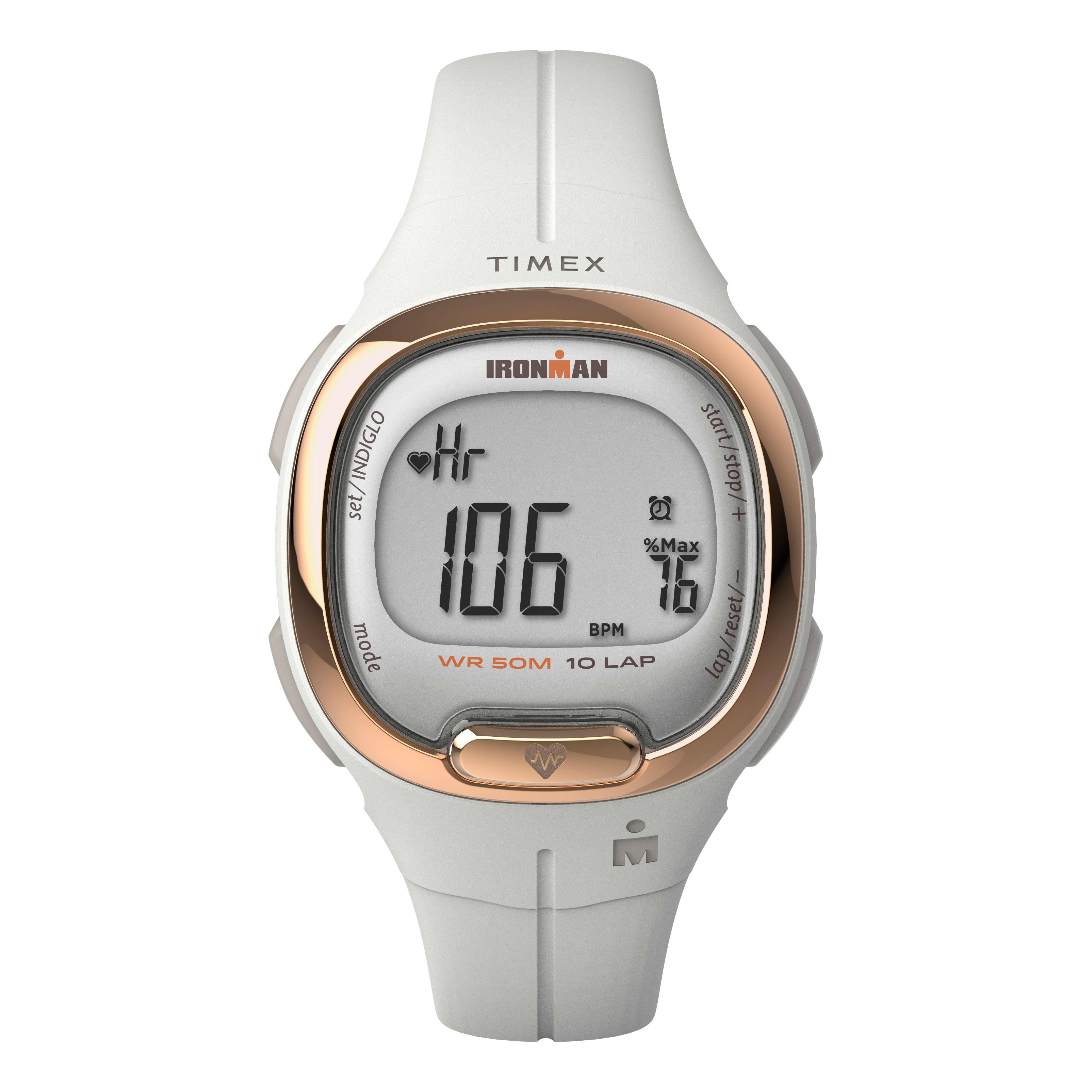 TIMEX® IRONMAN® HeartFIT™ Transit+ 33mm Resin Strap Activity and Heart Rate Watch - White