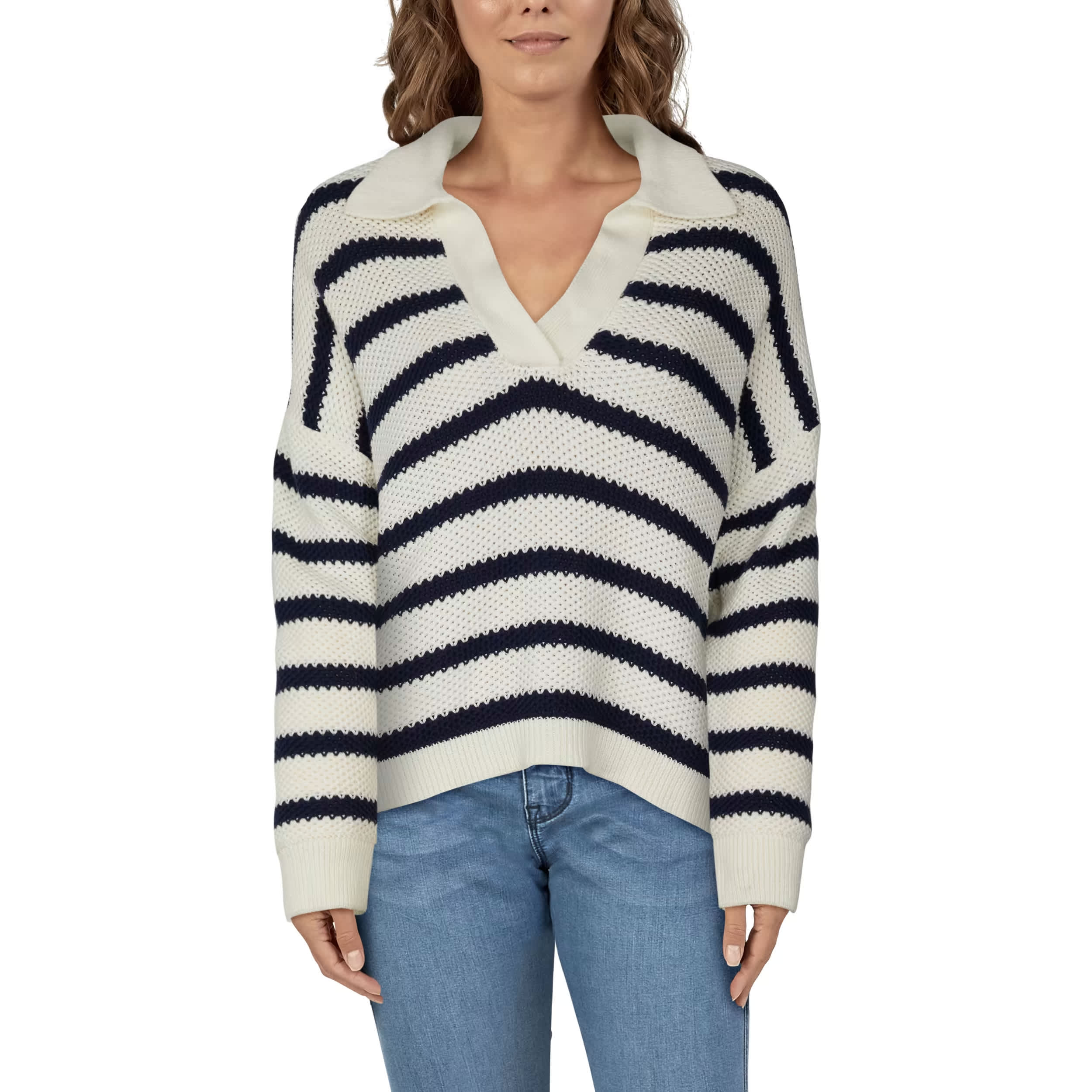 Natural Reflections® Women’s Stripe Johnny Collar Pullover