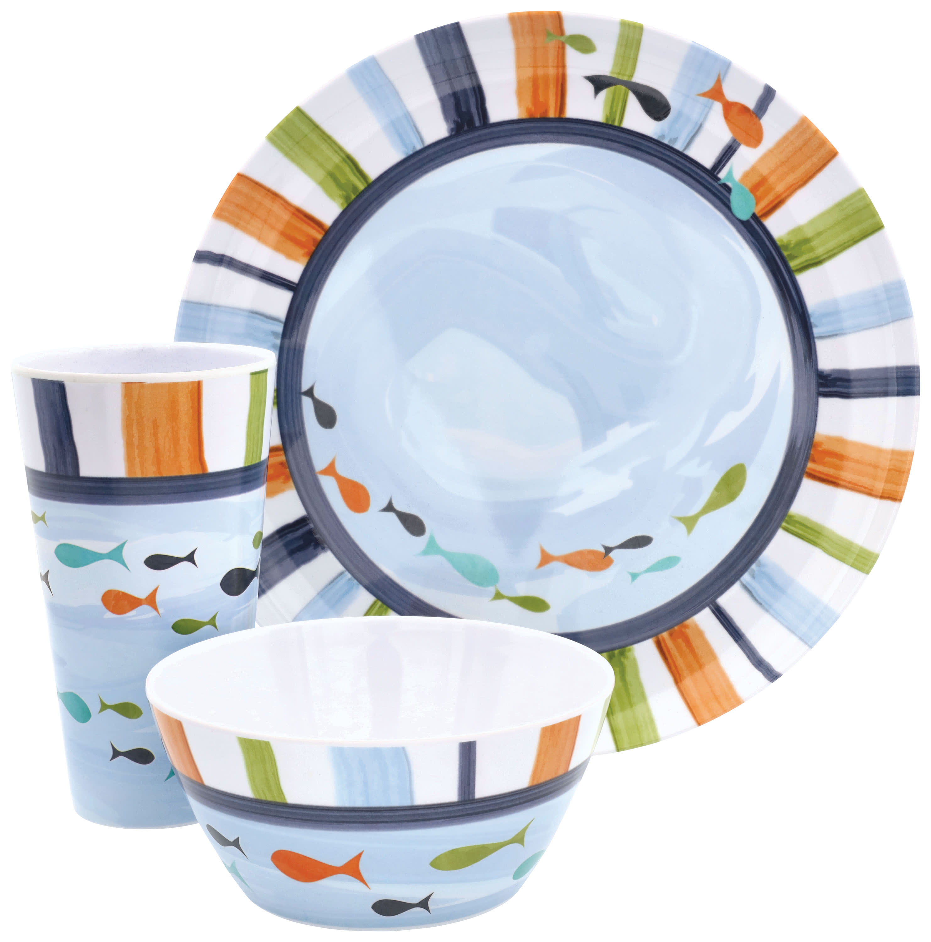 White River™ Home Fish Pattern 12-Piece Melamine Dinnerware Set