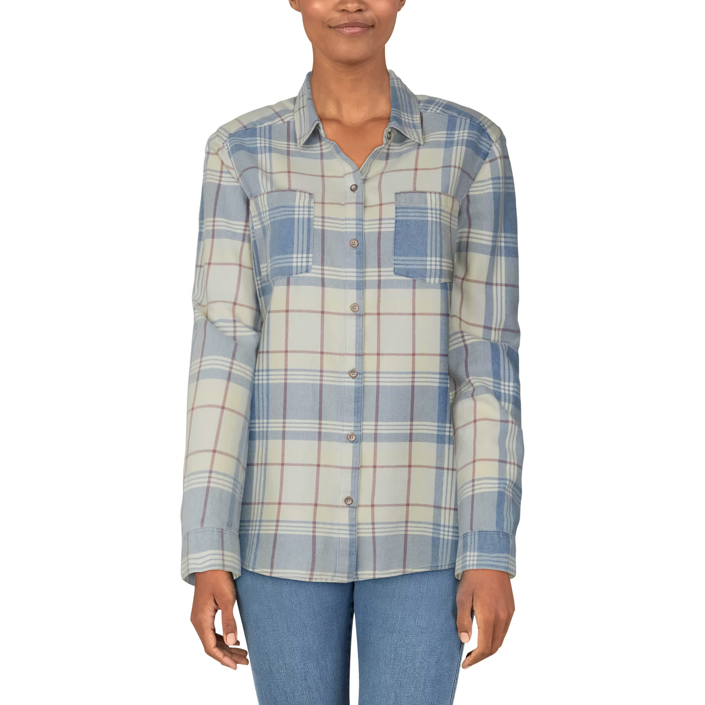 Natural Reflections® Women’s Indigo Plaid Long-Sleeve Shirt