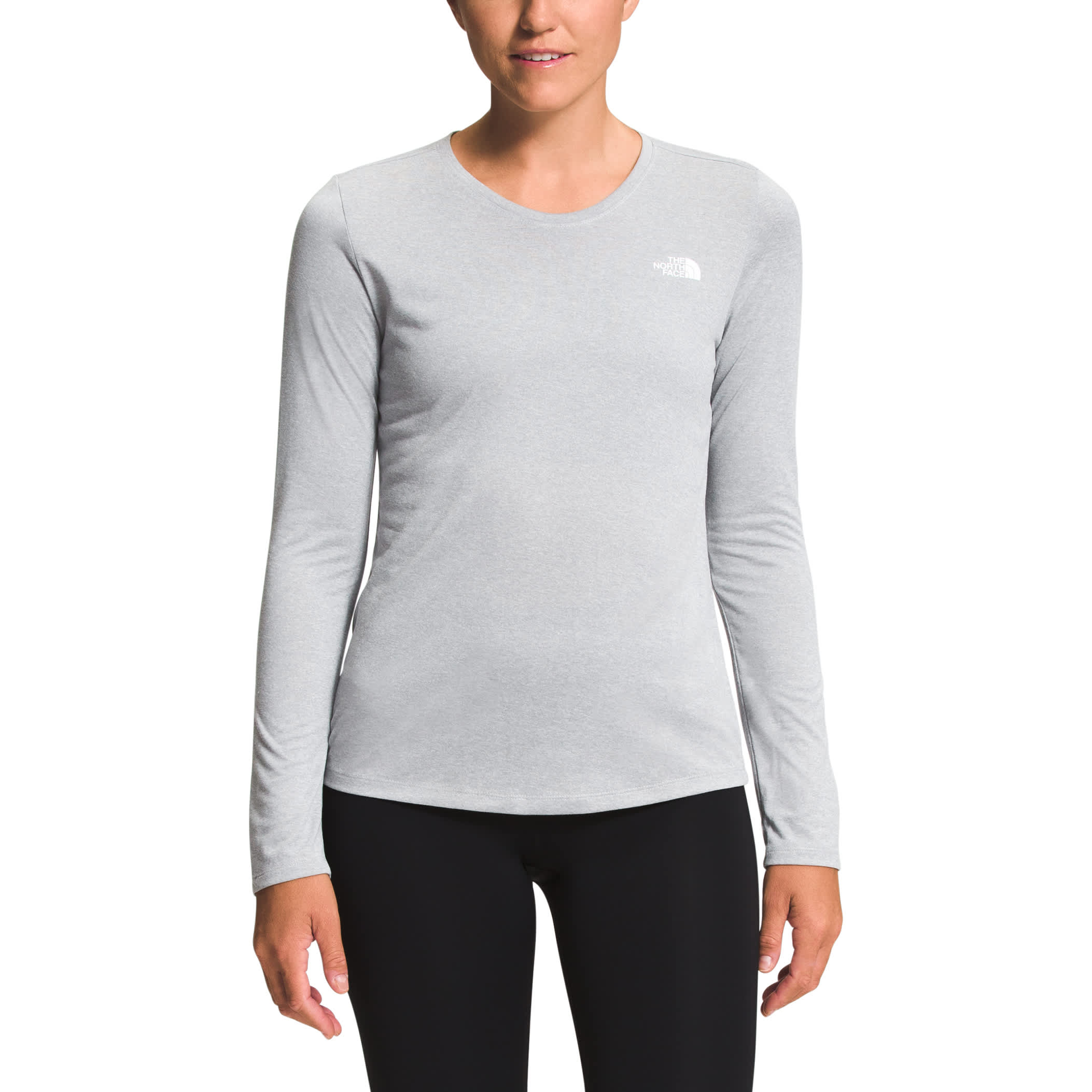 The North Face Elevation Long Sleeve T shirt Women s L TNF Light Grey Heather