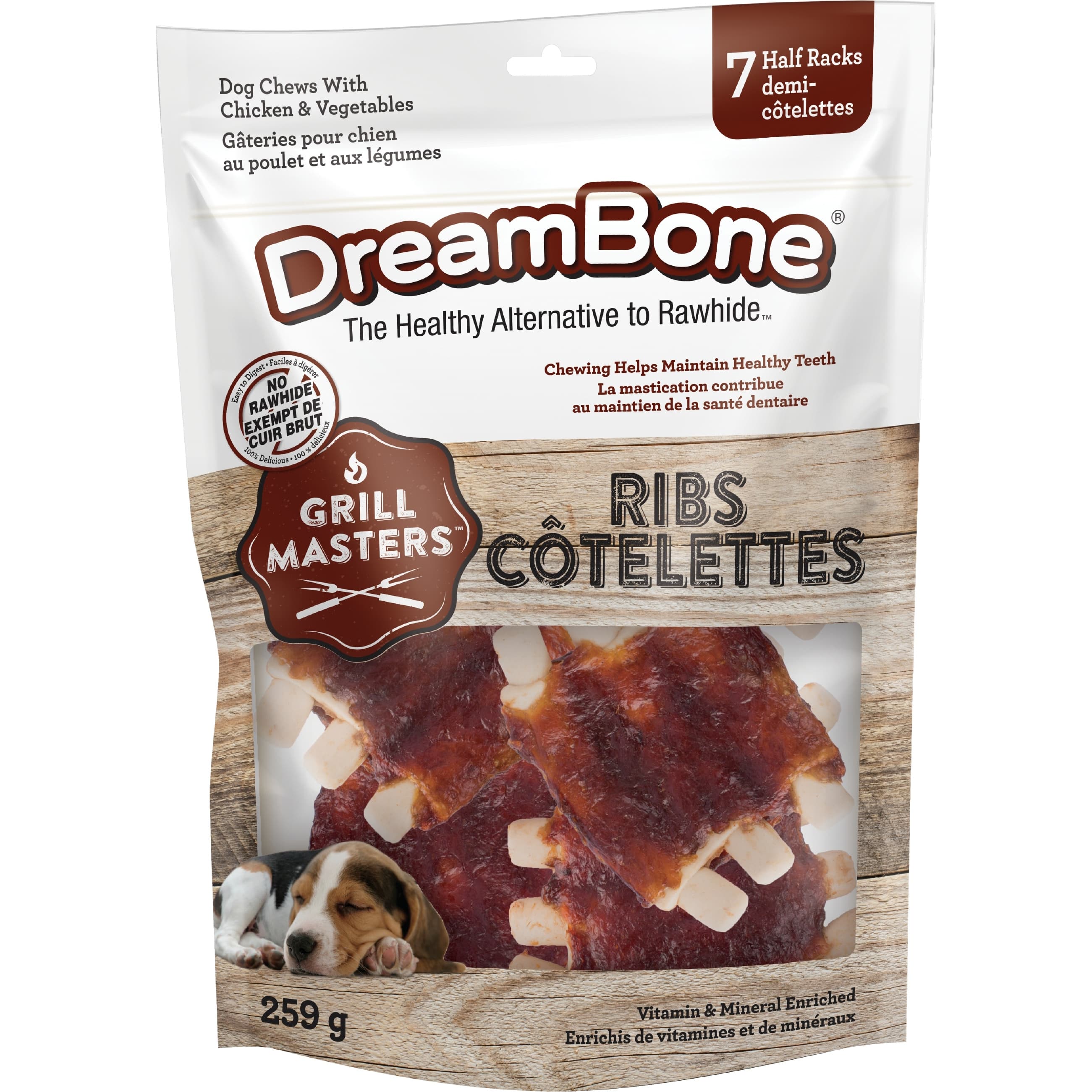 DreamBone Grill Masters Ribs, No-Rawhide Chews for Dogs – 7 Half Racks