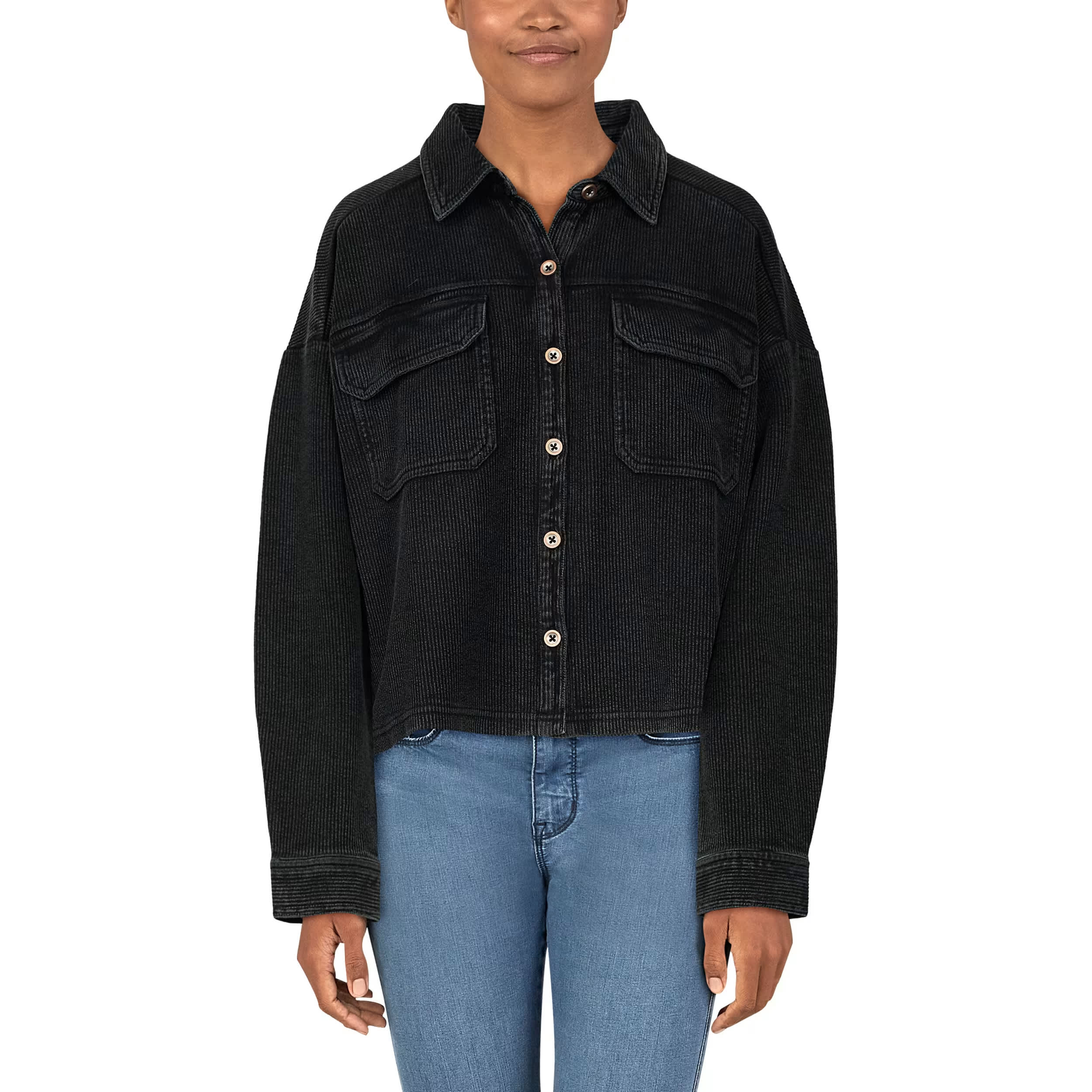 Natural Reflections® Women’s Rib-Knit Long-Sleeve Shirt Jacket