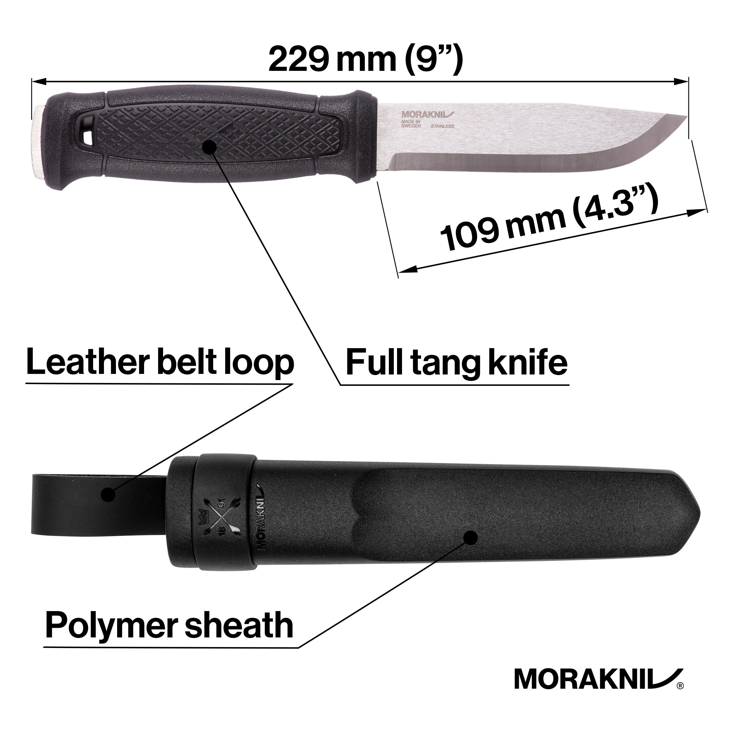 Morakniv Garberg Stainless Steel Fixed Blade Knife w/Poly Sheath