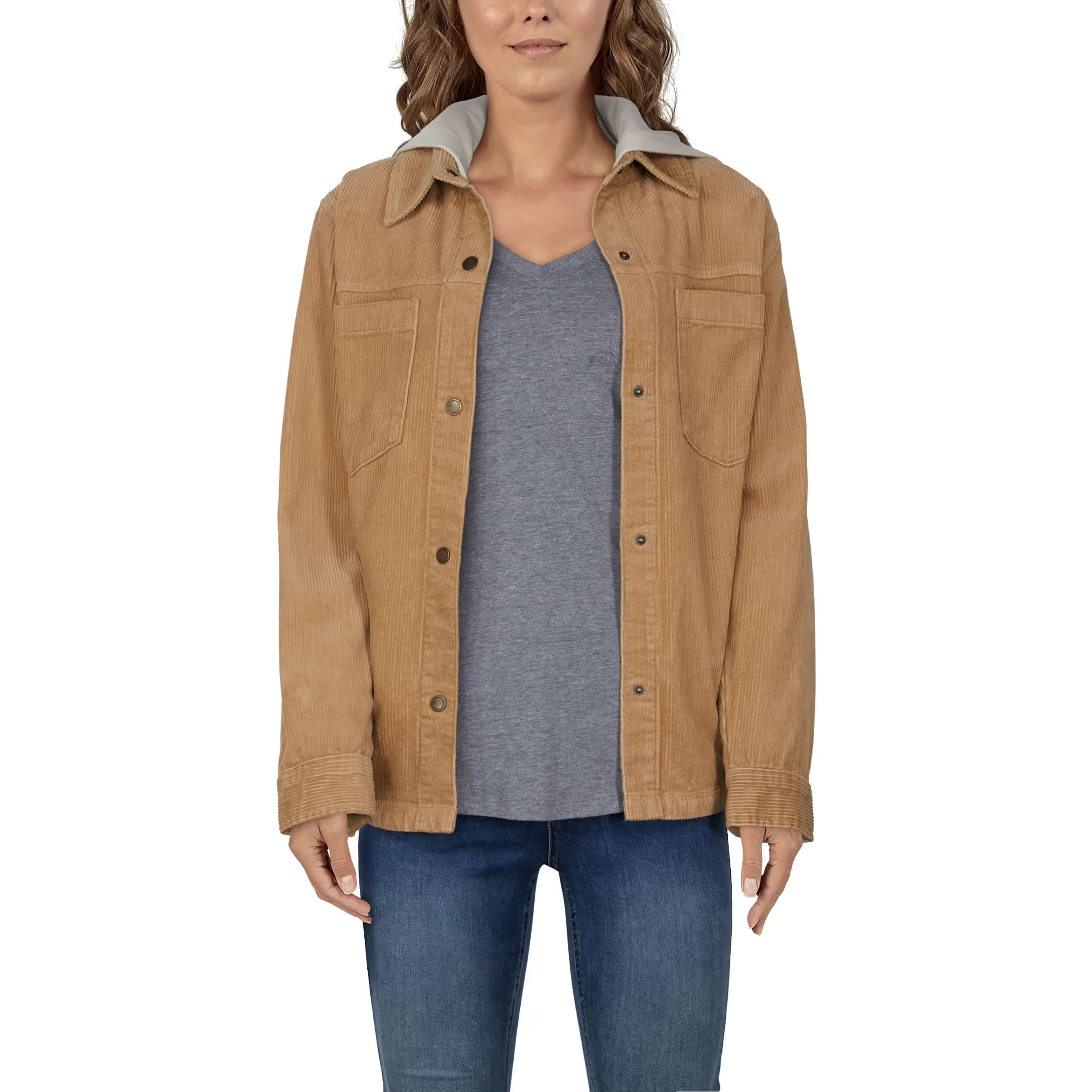 Natural Reflections® Women’s Corduroy Hooded Shirt Jacket