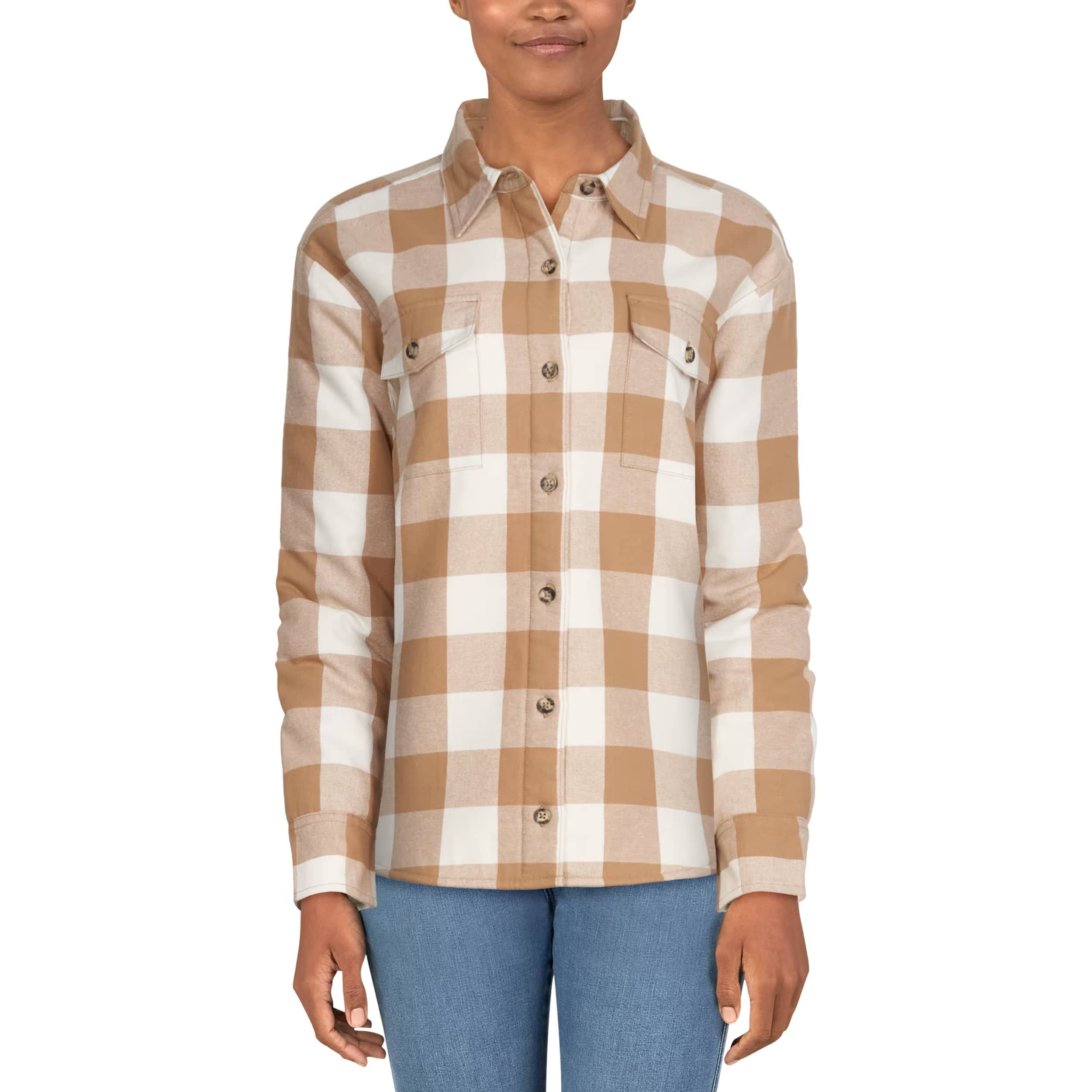 Natural Reflections® Women’s Sherpa-Lined Long-Sleeve Flannel Shirt
