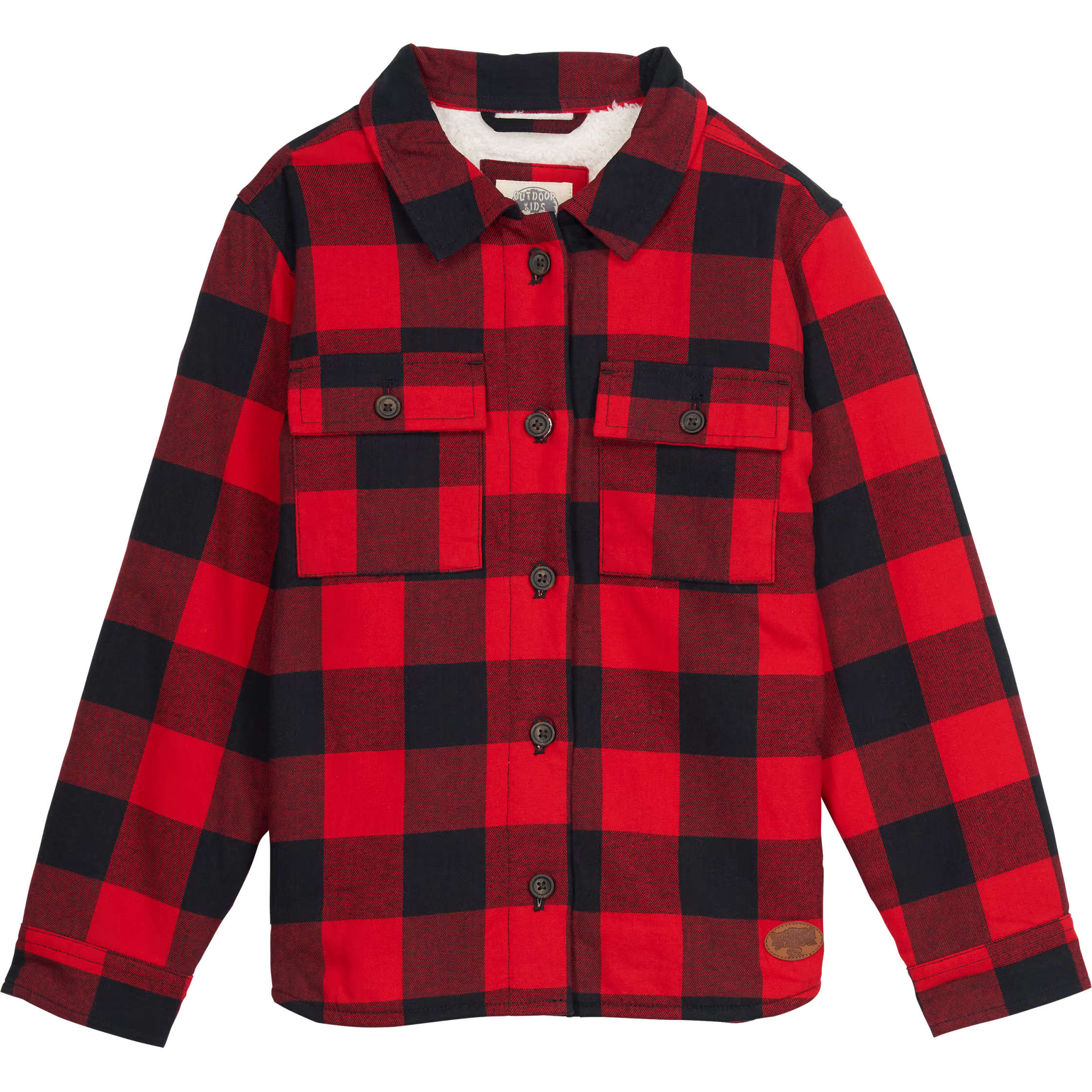 Outdoor Kids® Children’s Sherpa-Lined Flannel Long-Sleeve Button-Down Shirt
