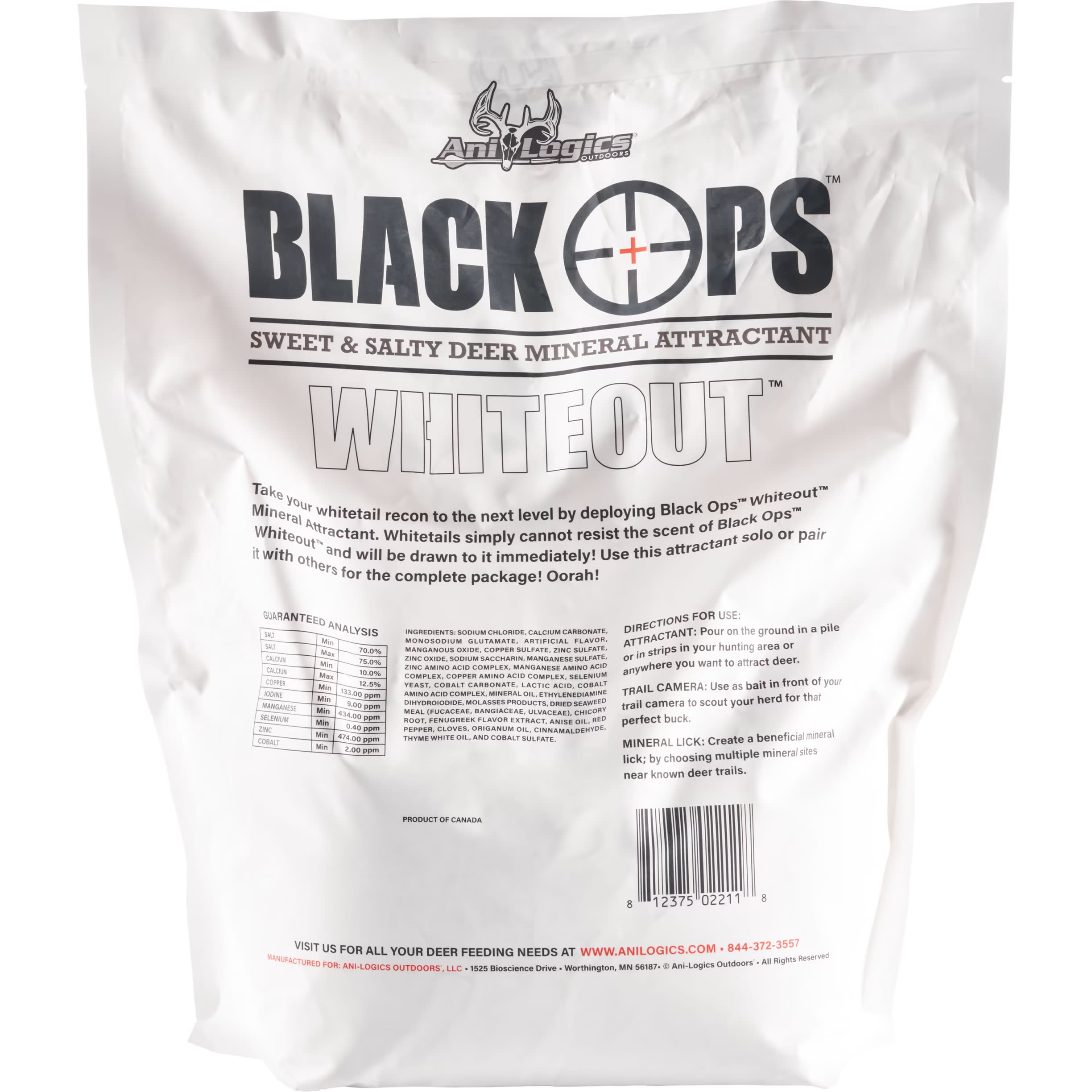 Ani-Logics Black Ops Sweet & Salty Whiteout Granular Deer Attractant