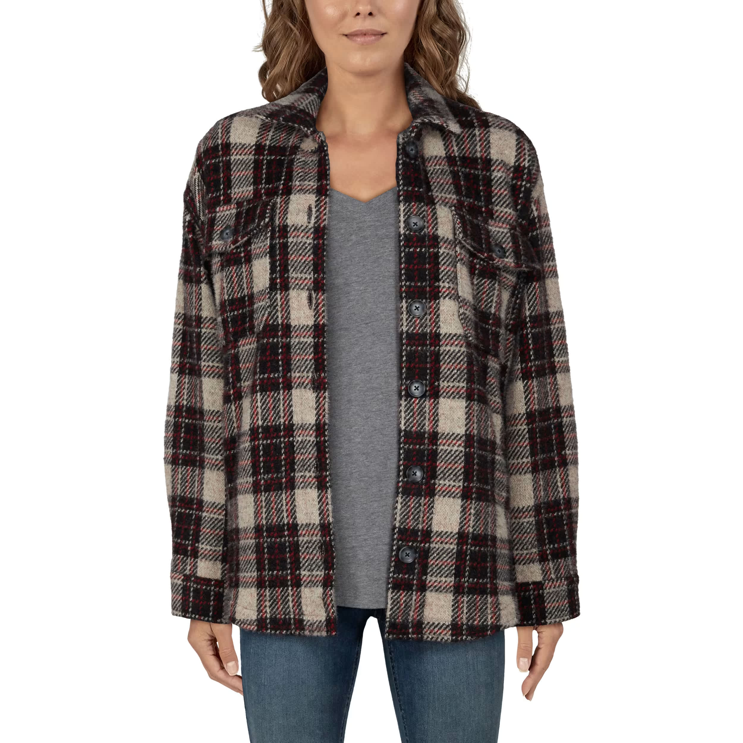 Natural Reflections Women s Windowpane Plaid Shirt Jacket Cabela s Canada