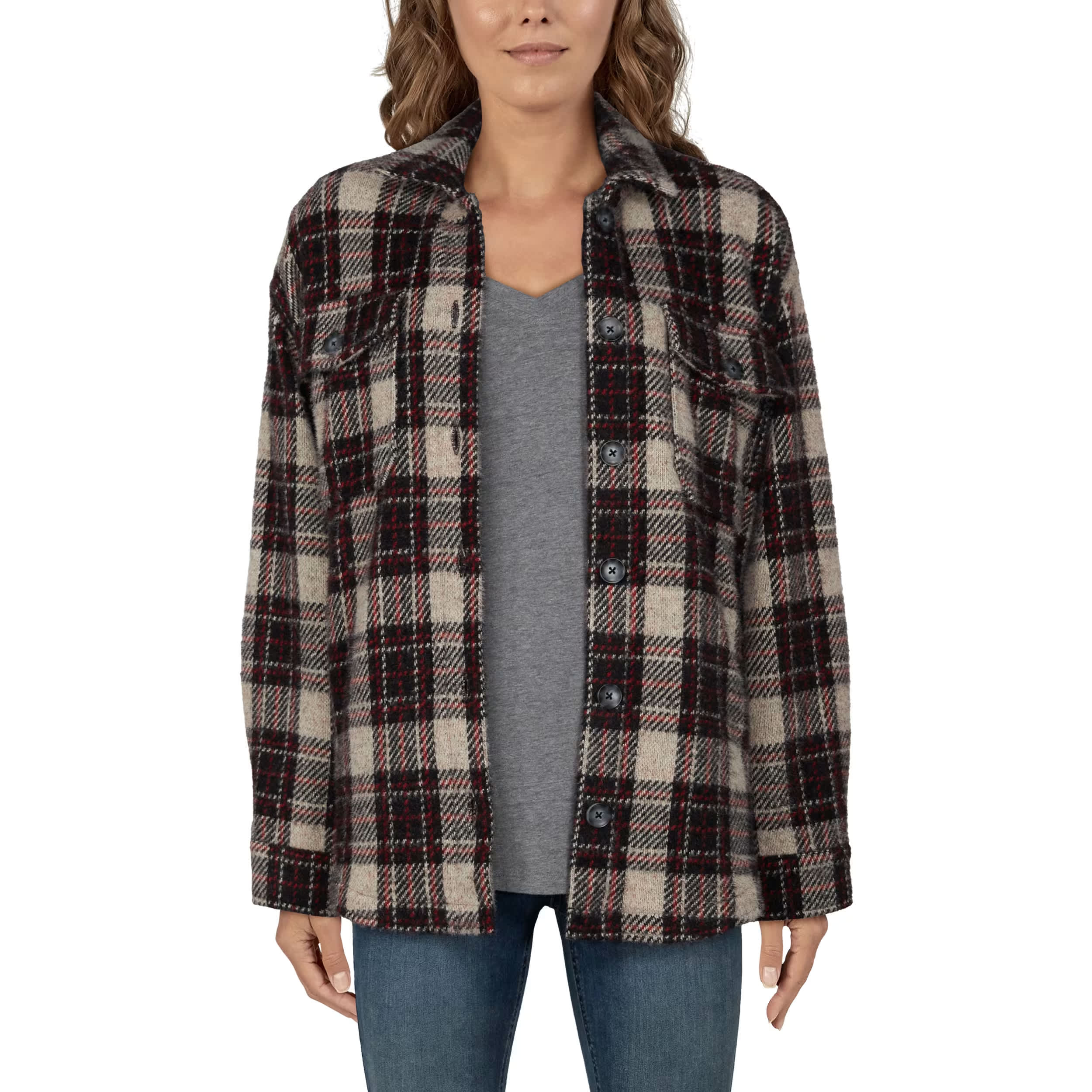 Natural Reflections® Women’s Windowpane Plaid Shirt Jacket