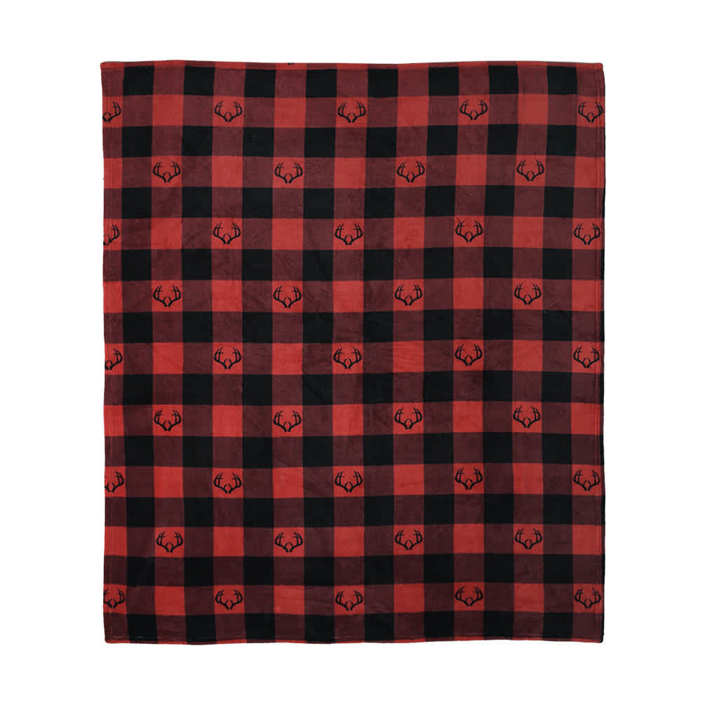 White River™ Buffalo Plaid Red Antler Coral Fleece Throw