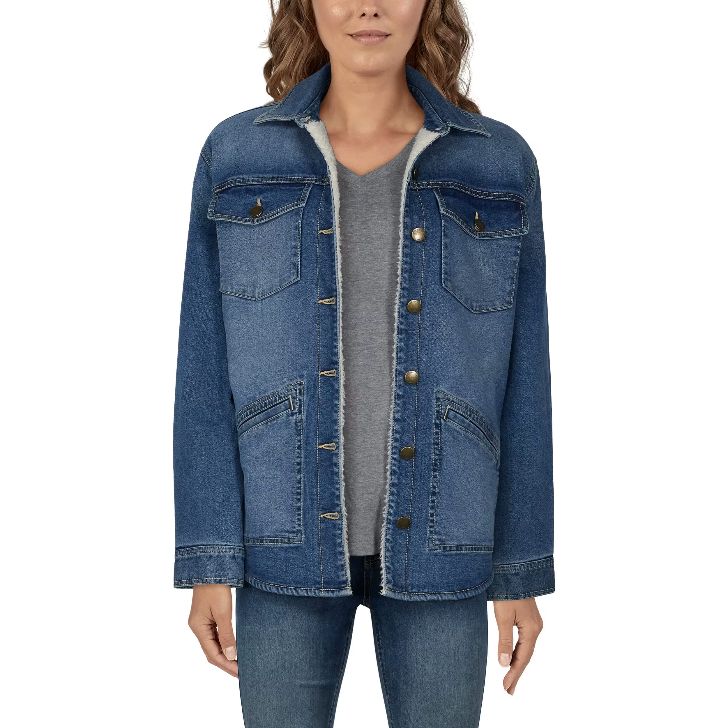 Natural Reflections® Women’s Denim Sherpa Shirt Jacket