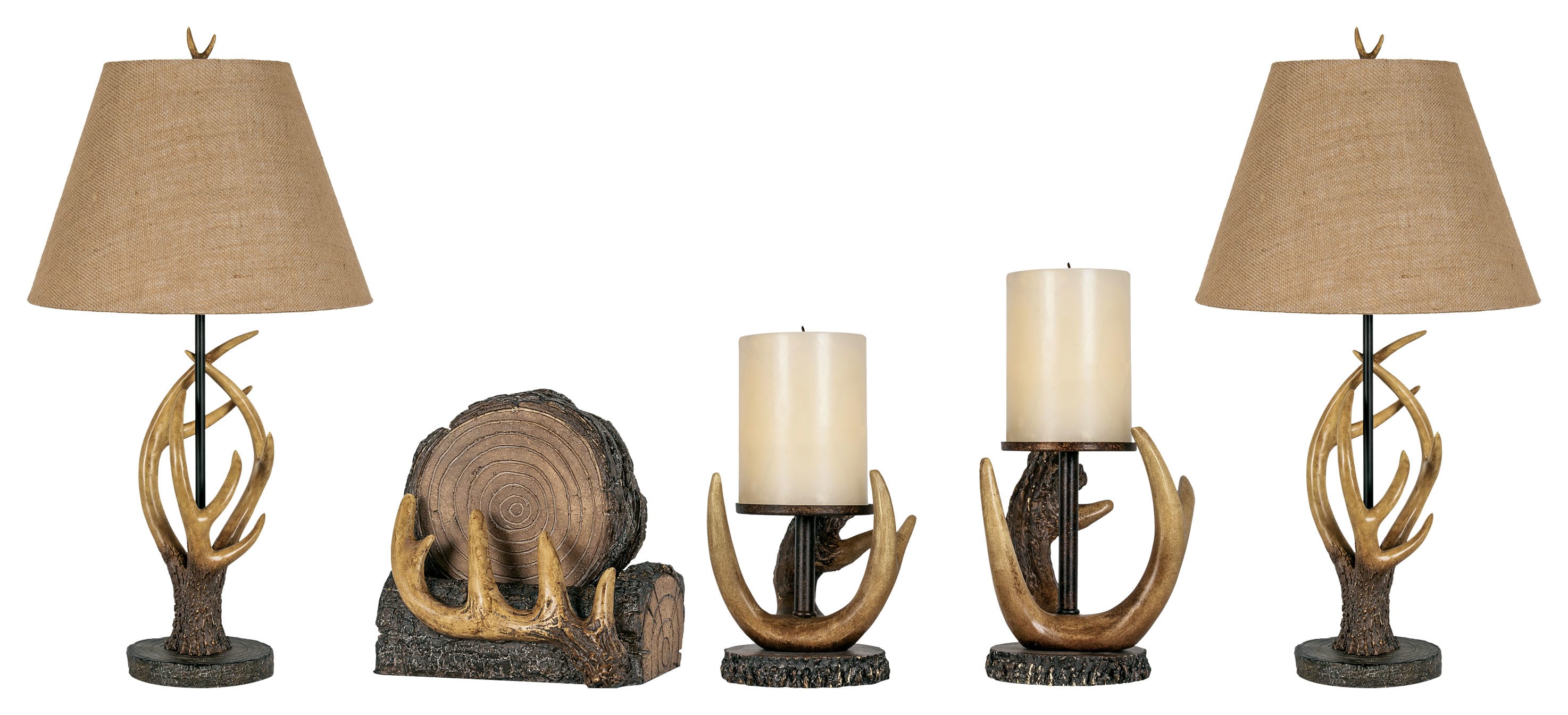 White River™ Antler Décor 5-Piece Table Lamps and Accessories Set