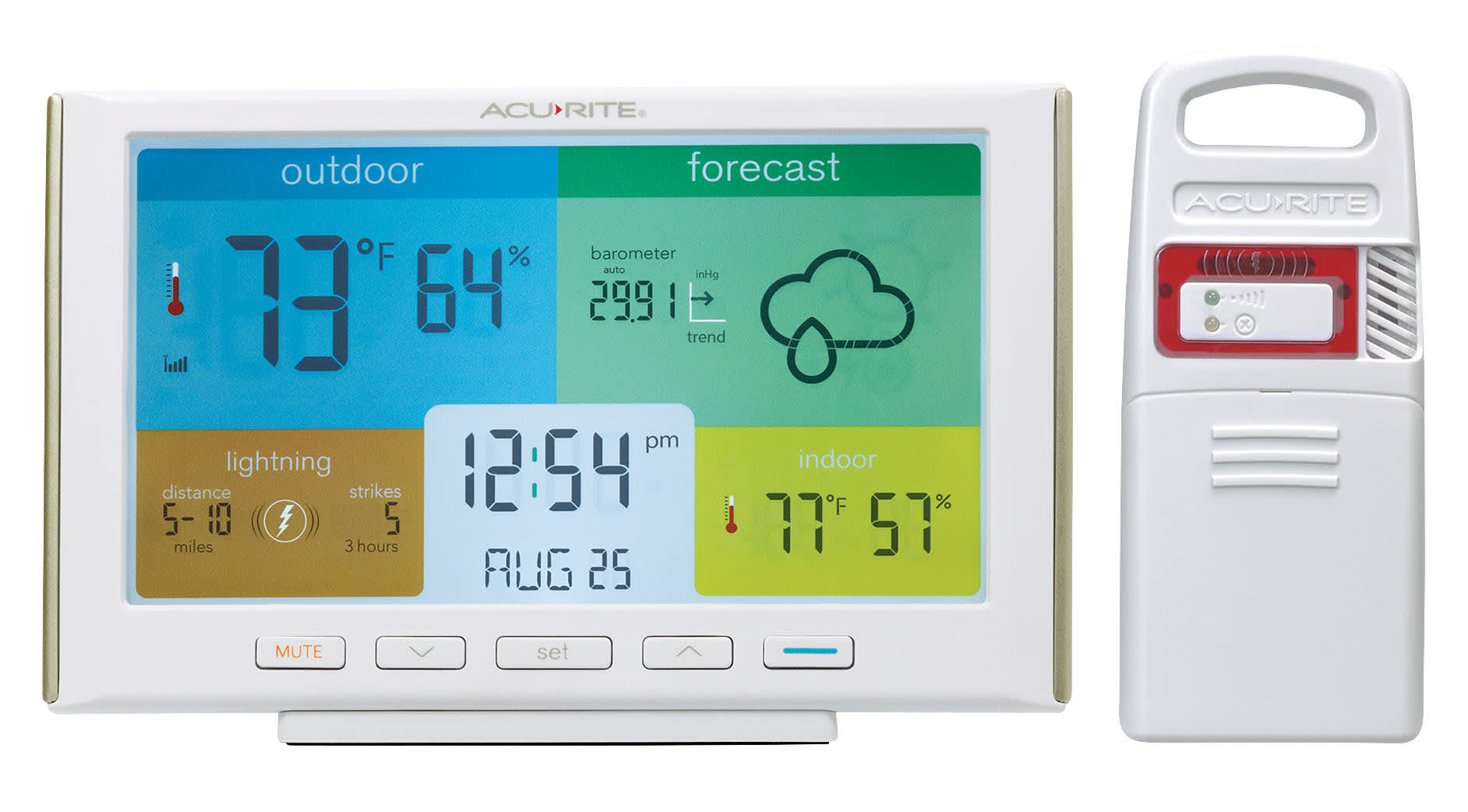 AcuRite® Weather Station Forecaster for Indoor/Outdoor Temperature and Humidity and Lightning Detection with Built-In Barometer